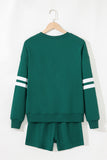 Evergreen Rhinestone Clover Varsity Pullover Drawstring Shorts 2pcs Set Aaria Tees