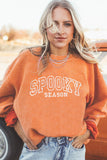 Orange SPOOKY SEASON Embroidered Letter Graphic Twisted Ribbed Sweatshirt Aaria Tees