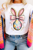 White Easter Egg Bow Bunny Ear Printed T Shirt Aaria Tees