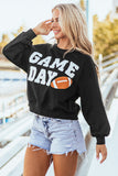 Black GAME DAY Graphic Varsity Pullover Sweatshirt - Aaria Tees Aaria Tees