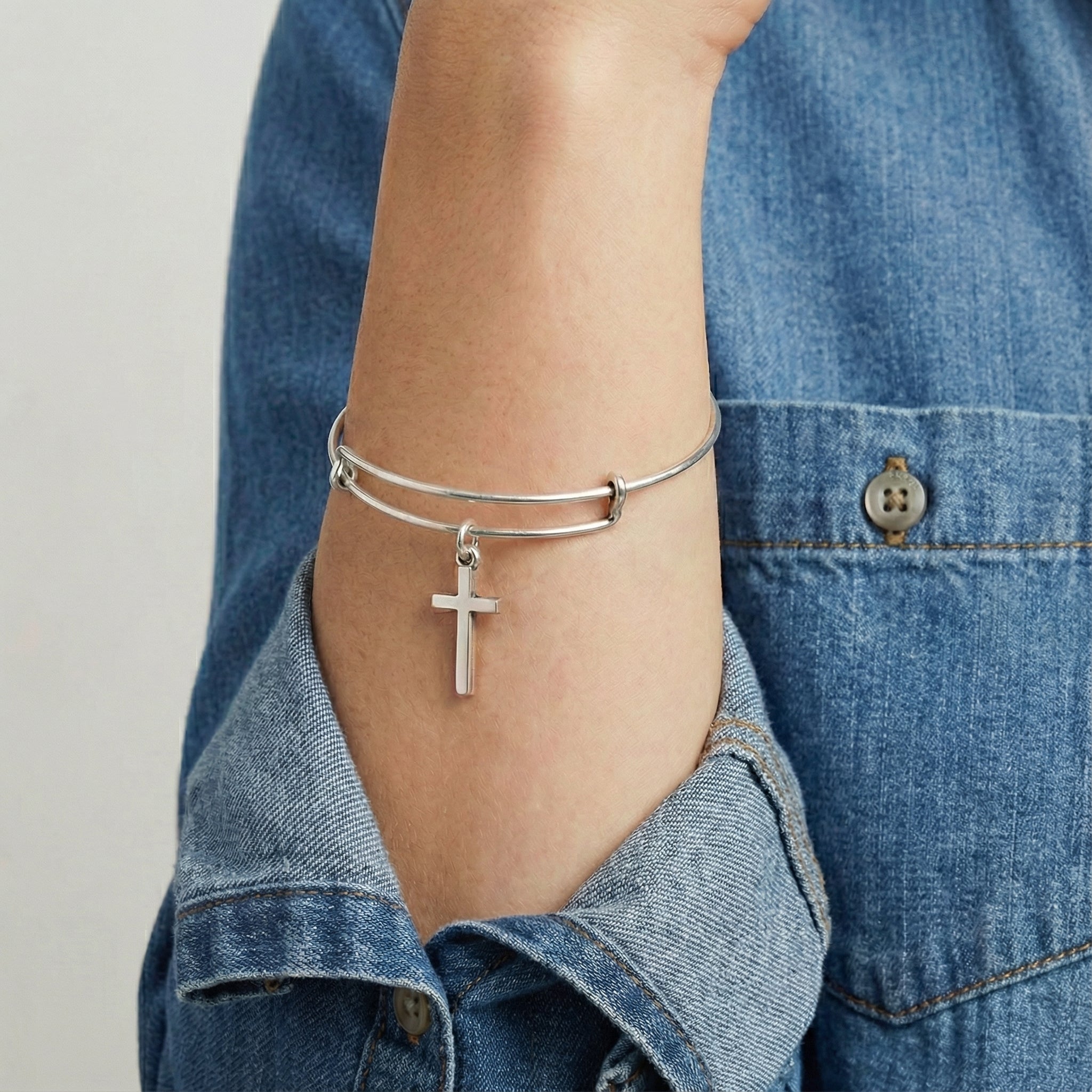Cross Charm Bangle - Aaria Tees Aaria Tees