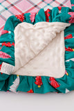 Platinum Pink plaid ruffle soft knitted blanket - Aaria Tees Aaria Tees