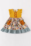 Platinum Yellow halloween dot ruffle pocket dress - Aaria Tees Aaria Tees