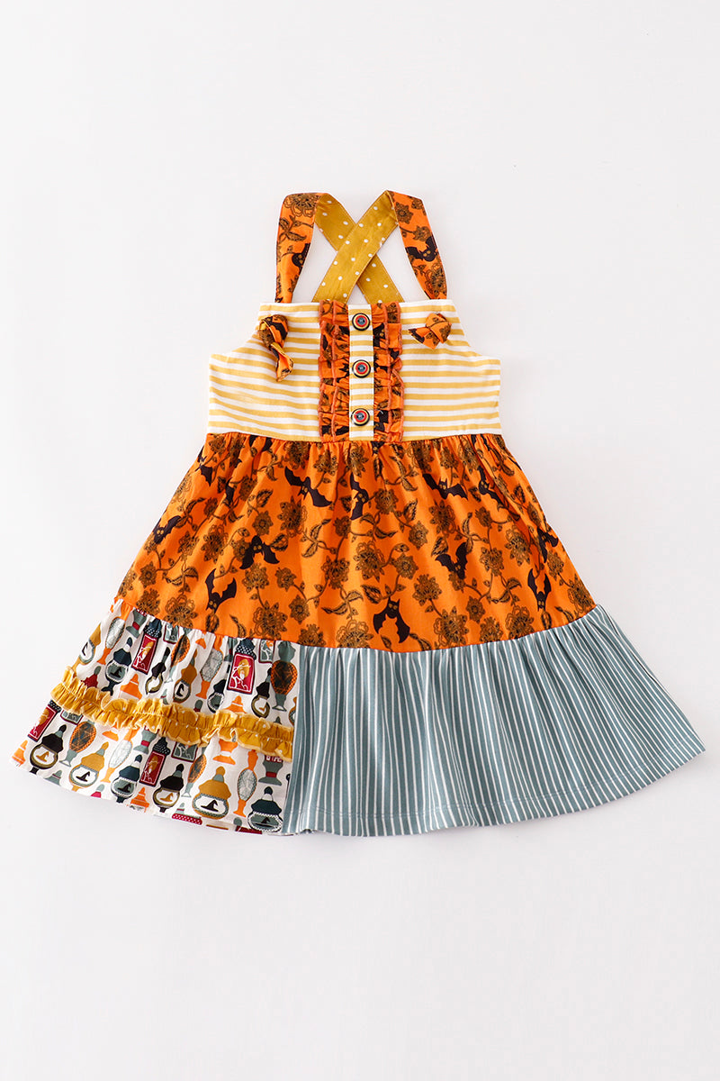 Platinum Yellow halloween print apron dress - Aaria Tees Aaria Tees
