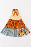Platinum Yellow halloween print apron dress - Aaria Tees Aaria Tees