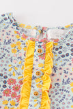 Platinum Blue floral print ruffle girl dress Aaria Tees