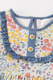 Platinum Blue floral print ruffle dress - Aaria Tees Aaria Tees