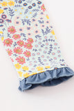 Platinum Blue floral print ruffle dress - Aaria Tees Aaria Tees