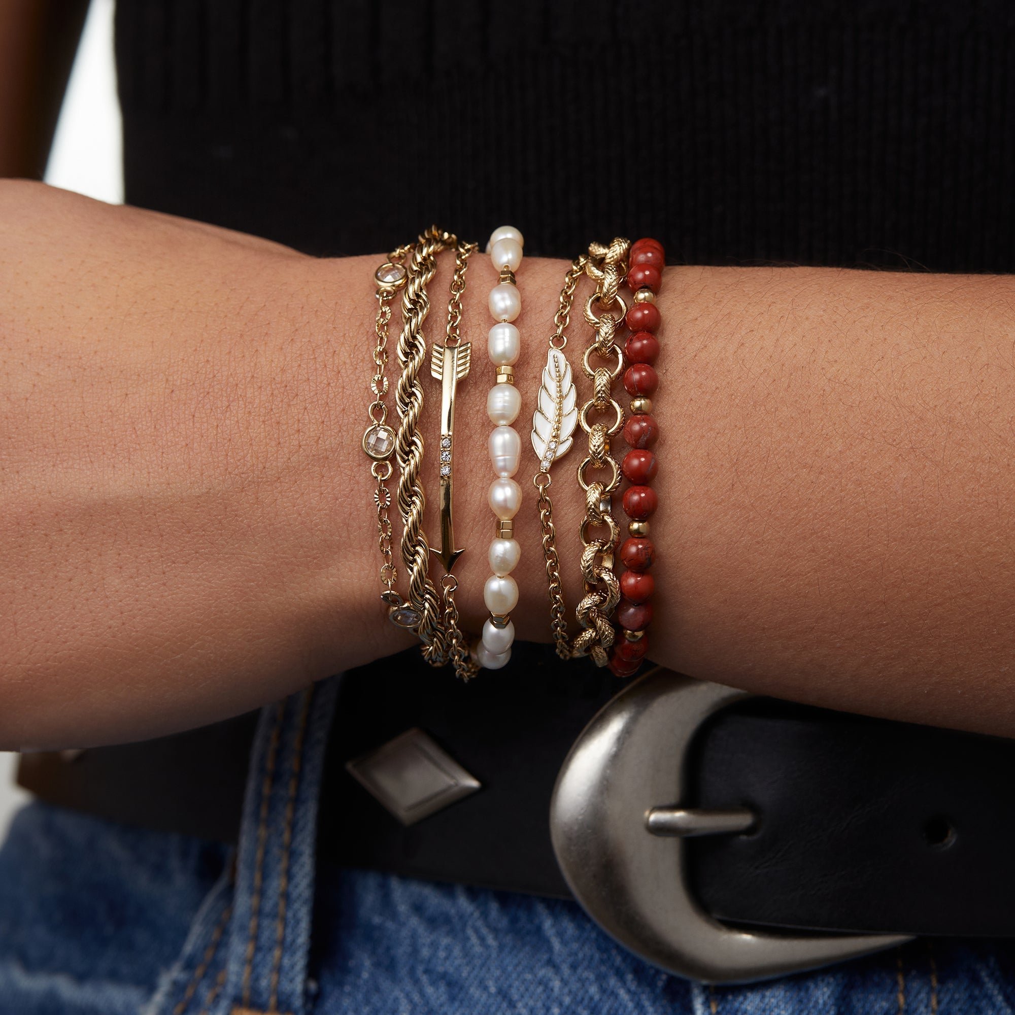 Crystal + Pearl Stranded™ Bracelet Set - Aaria Tees Aaria Tees