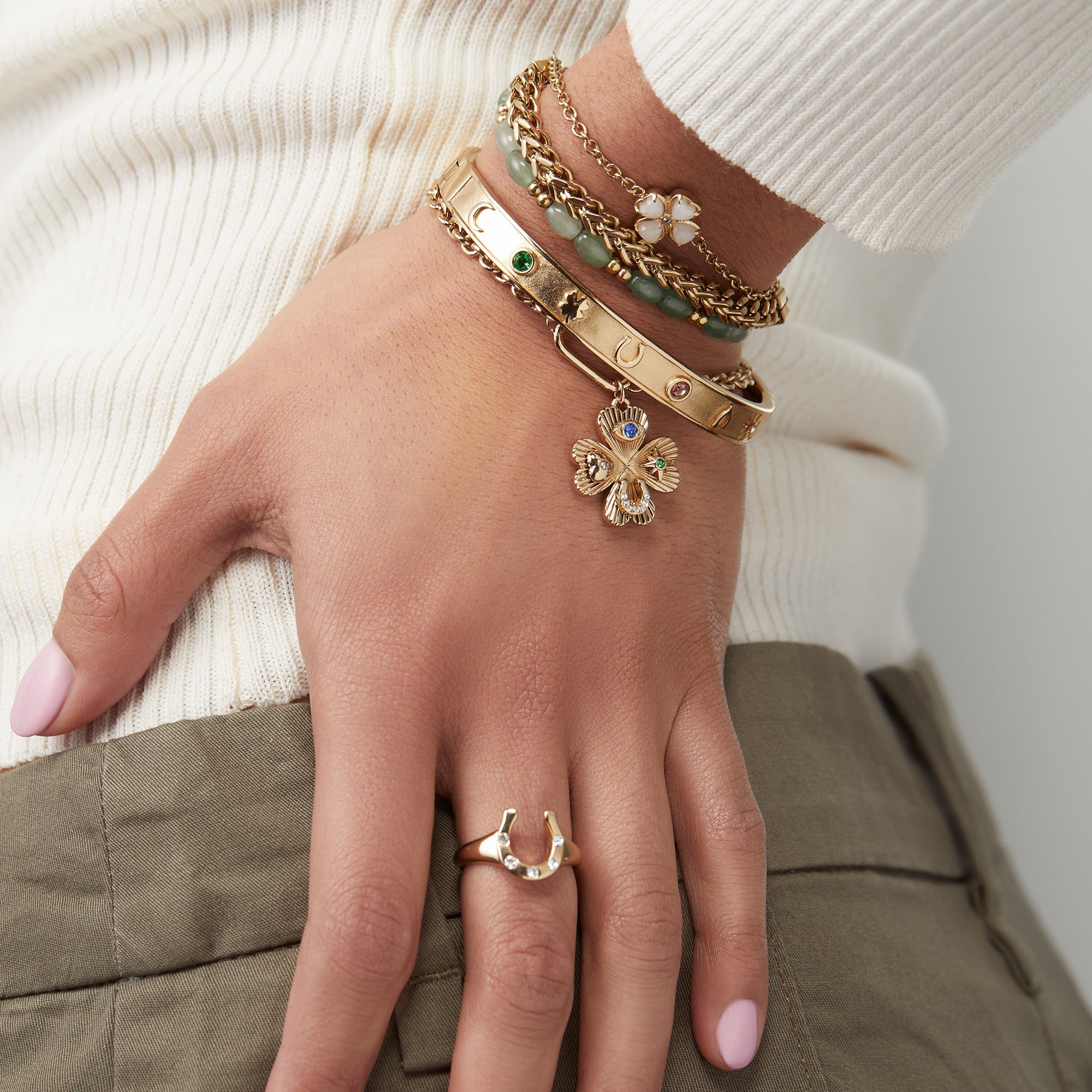 Lucky Four Leaf Clover Adjustable Bracelet - Aaria Tees Aaria Tees