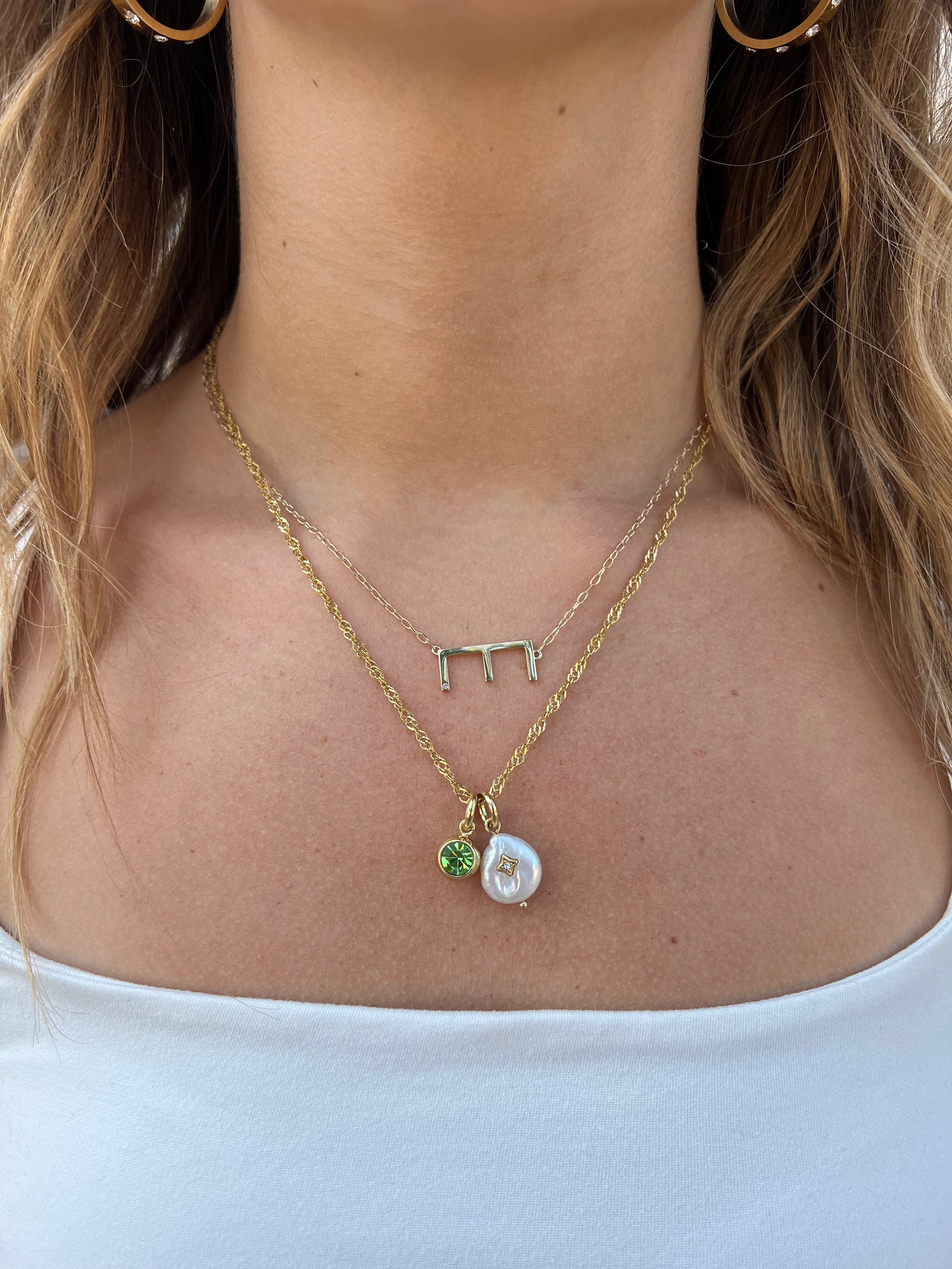 Initial E Precious Elongated Necklace - Aaria Tees Aaria Tees