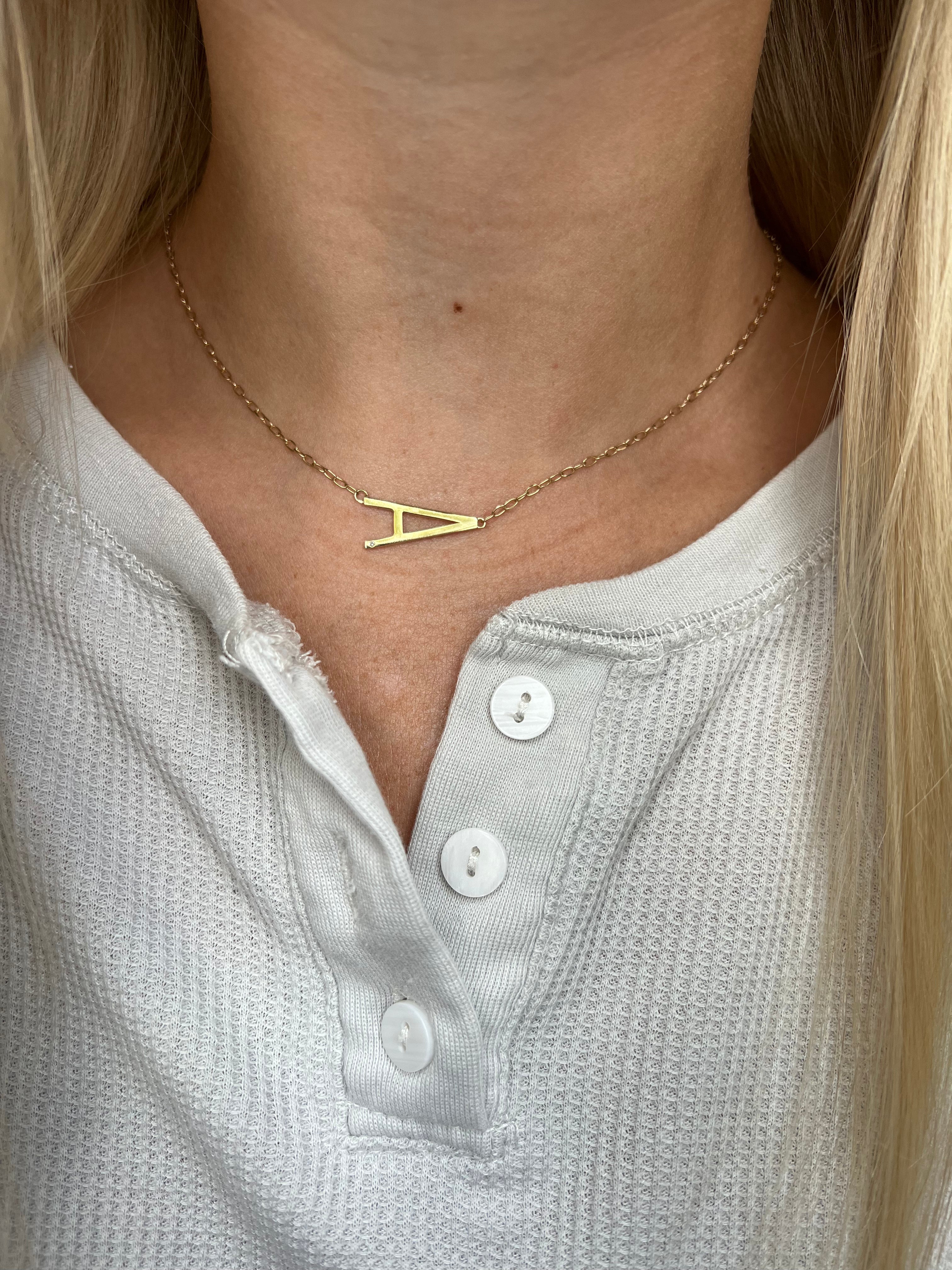 Initial A Precious Elongated Necklace - Aaria Tees Aaria Tees