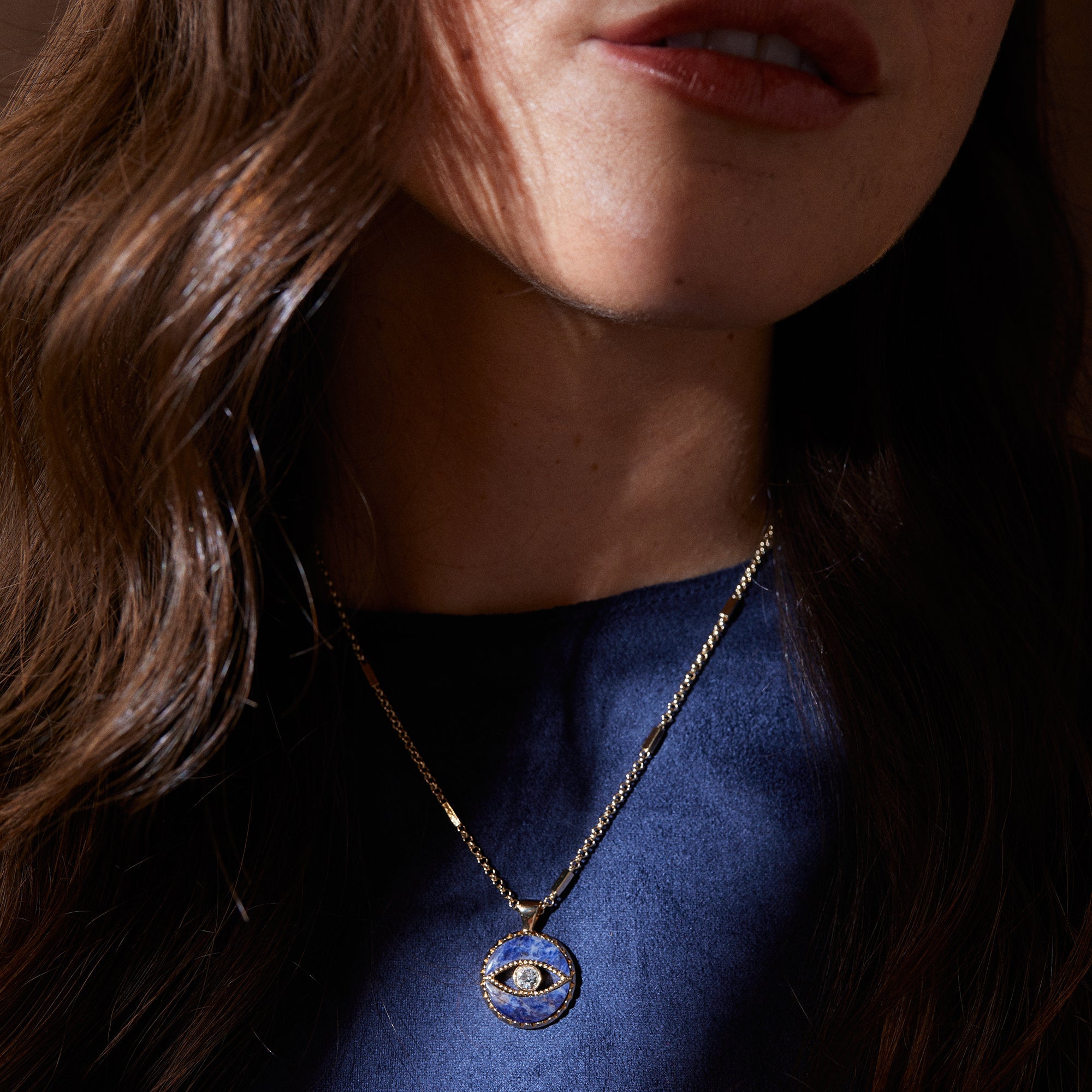 Sodalite Evil Eye Necklace - Aaria Tees Aaria Tees