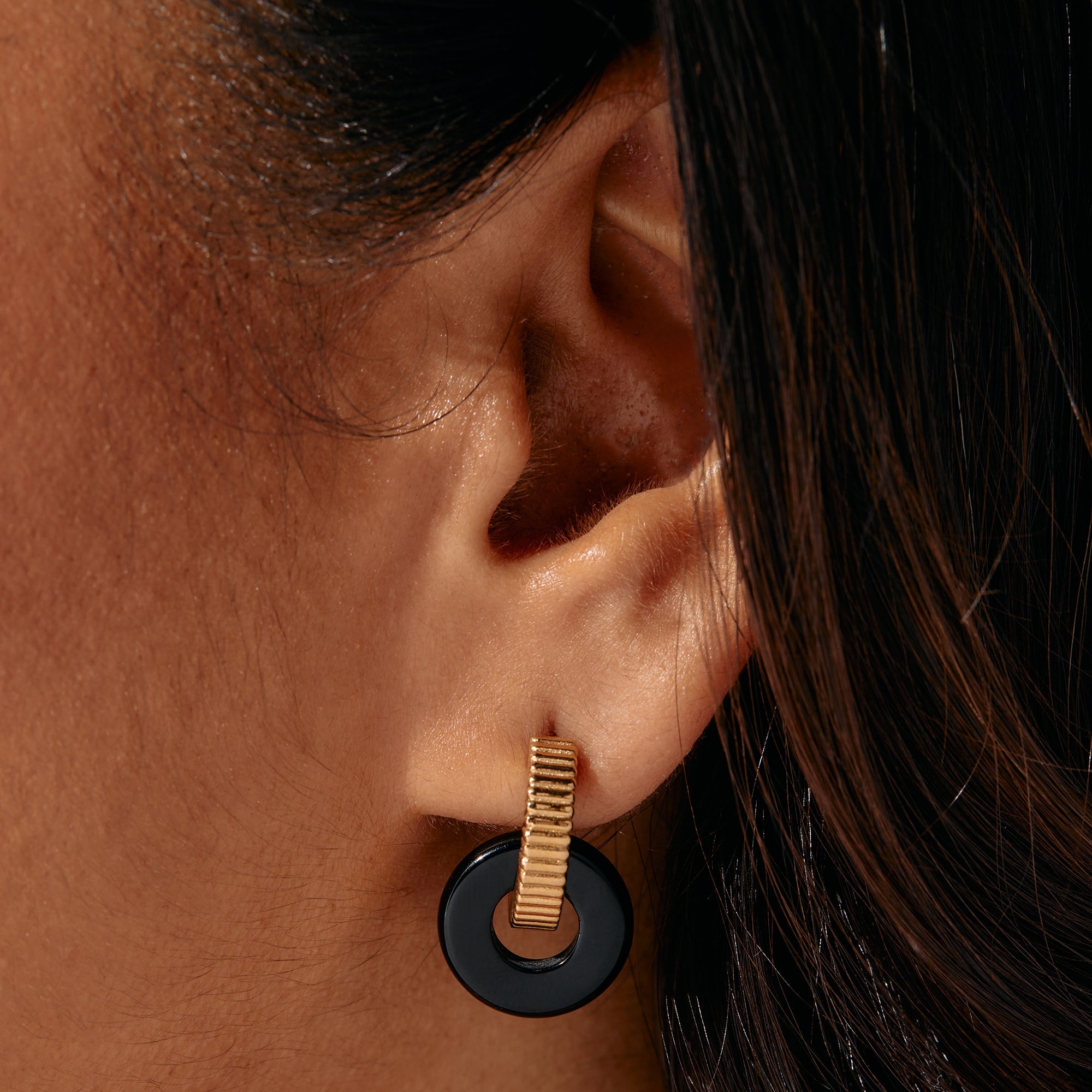 Black Onyx Textured Earrings - Aaria Tees Aaria Tees