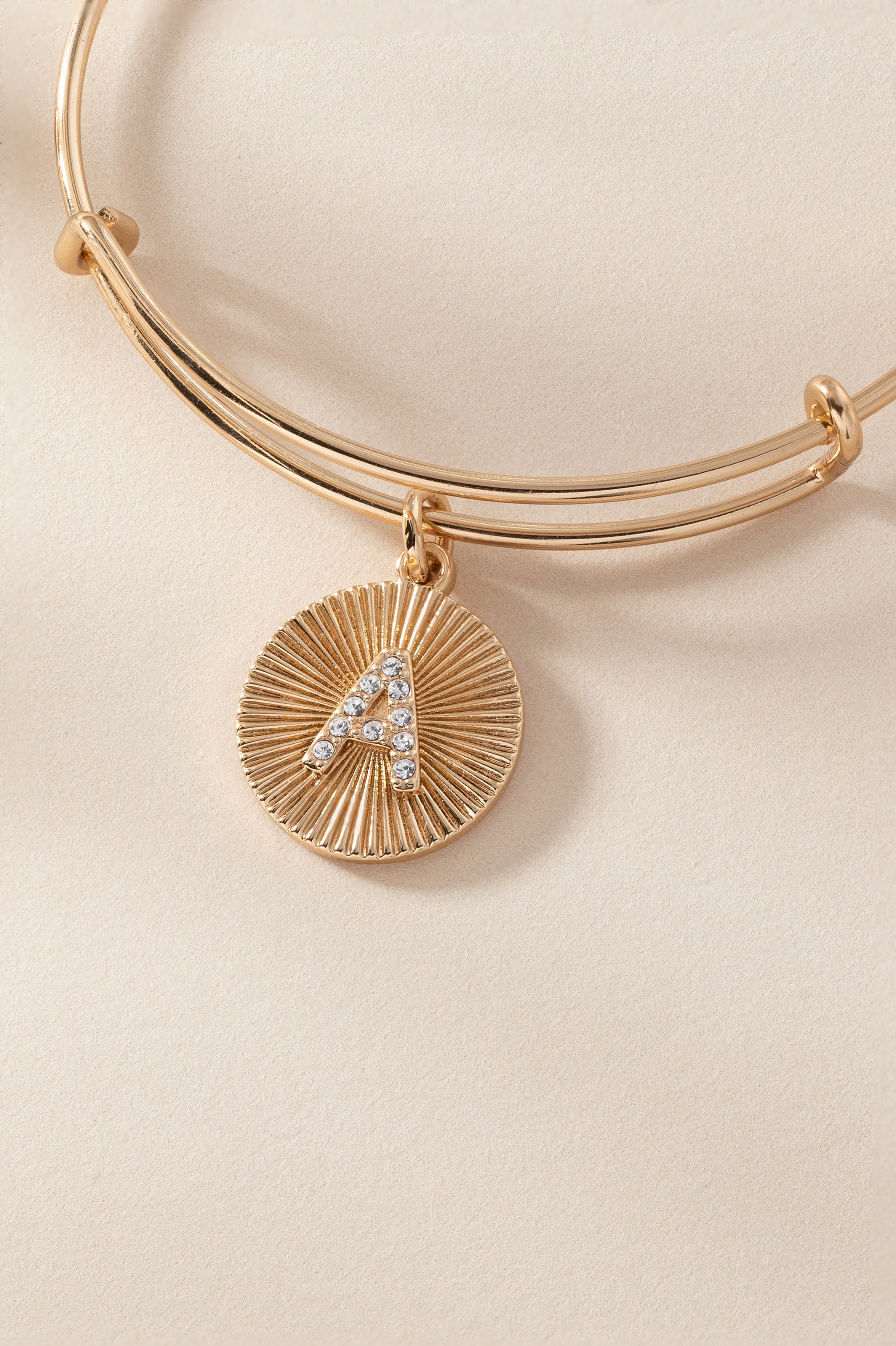 Initial A Pave Starburst Texture Bangle - Aaria Tees Aaria Tees