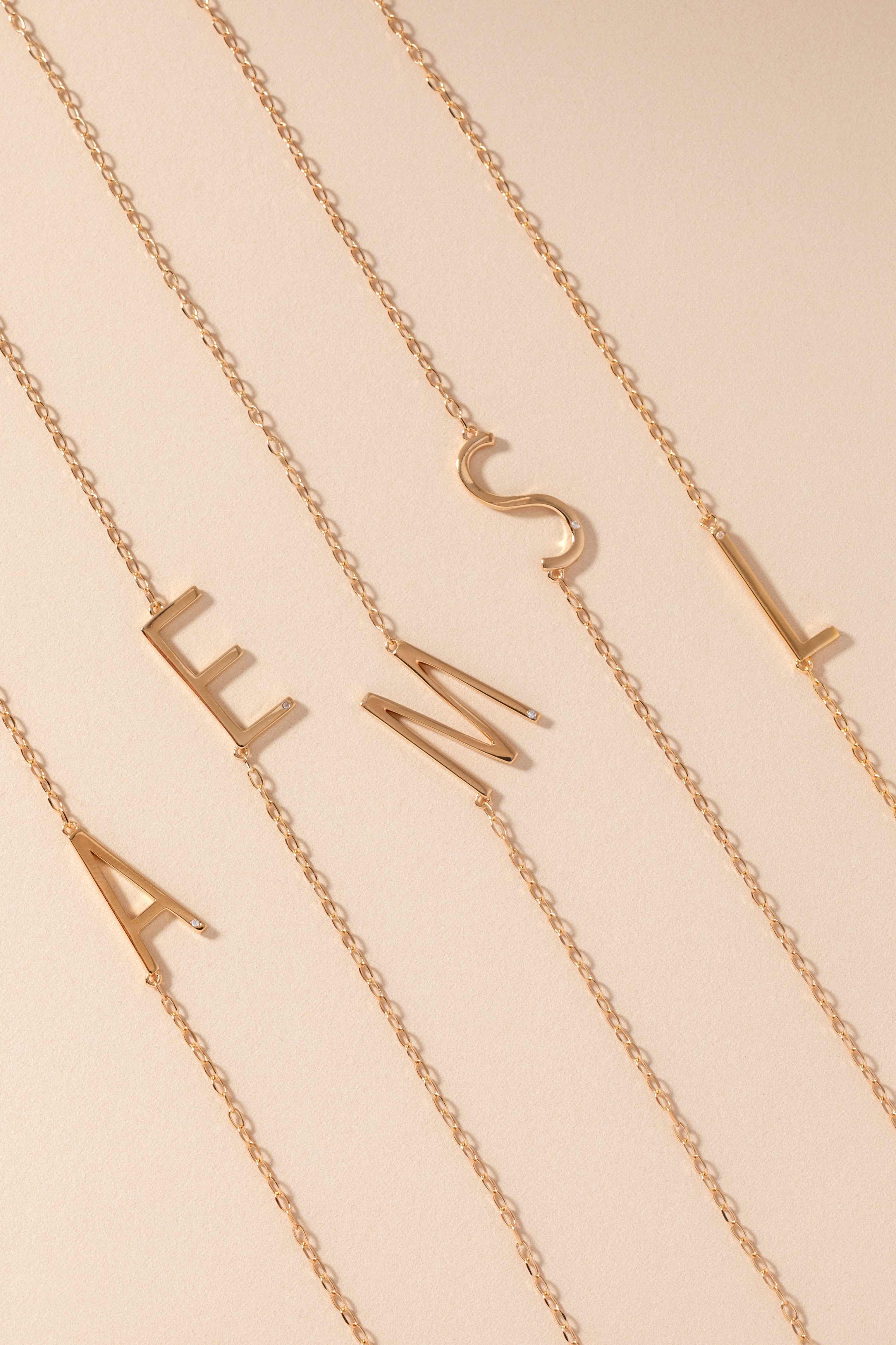 Initial E Precious Elongated Necklace - Aaria Tees Aaria Tees