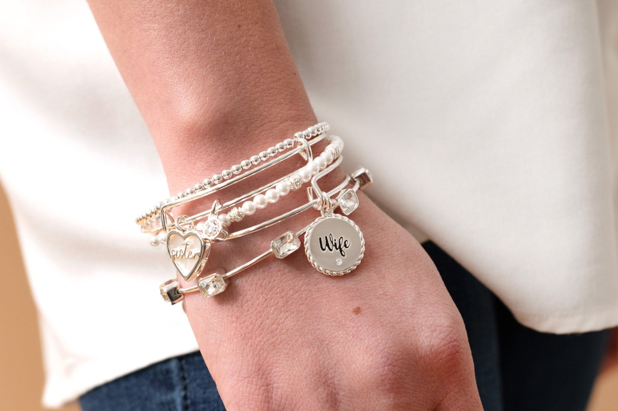 Sister Mother of Pearl Bangle - Aaria Tees Aaria Tees