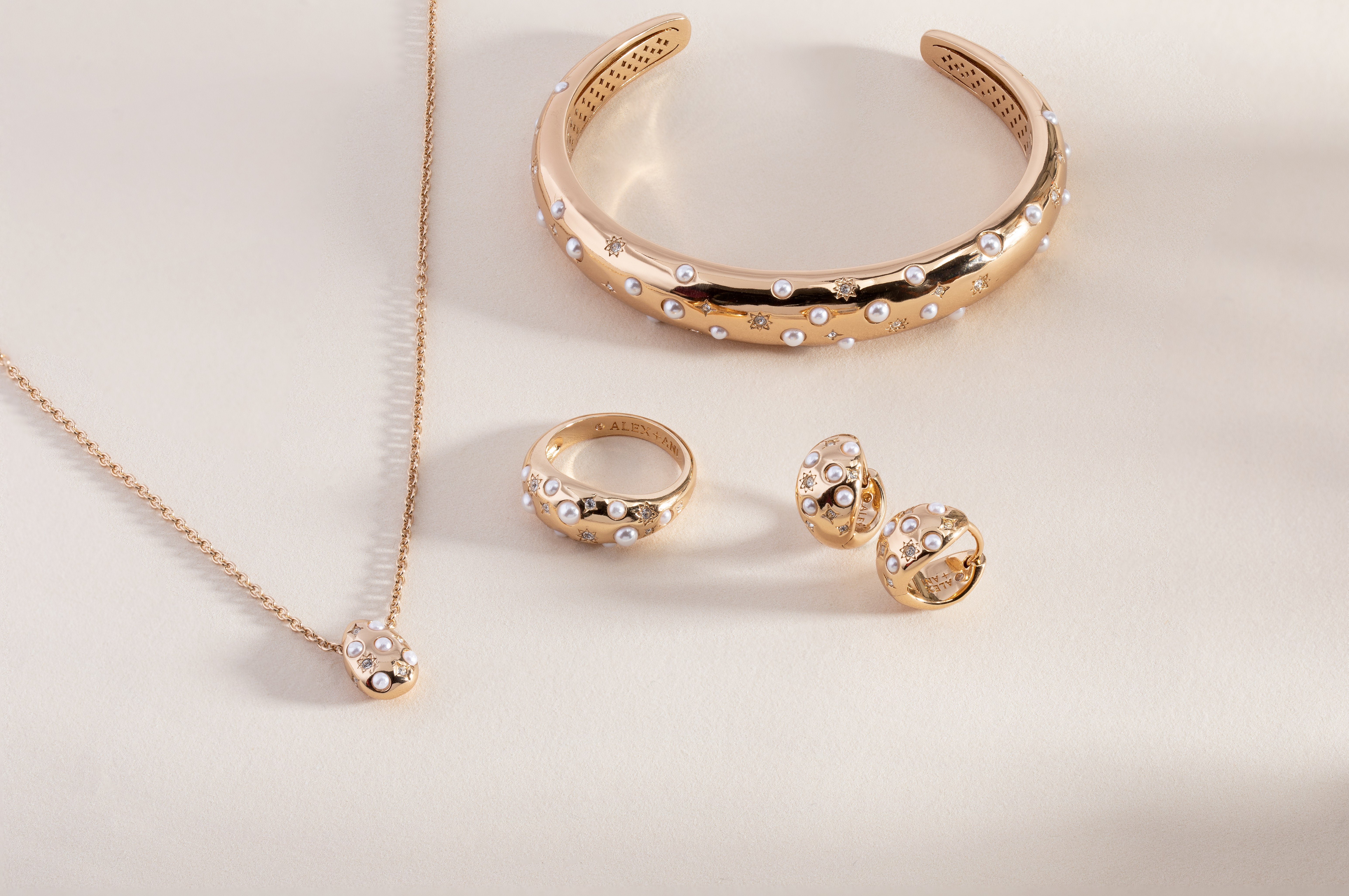 Pearl and Crystal Huggie Hoop Earrings - Aaria Tees Aaria Tees