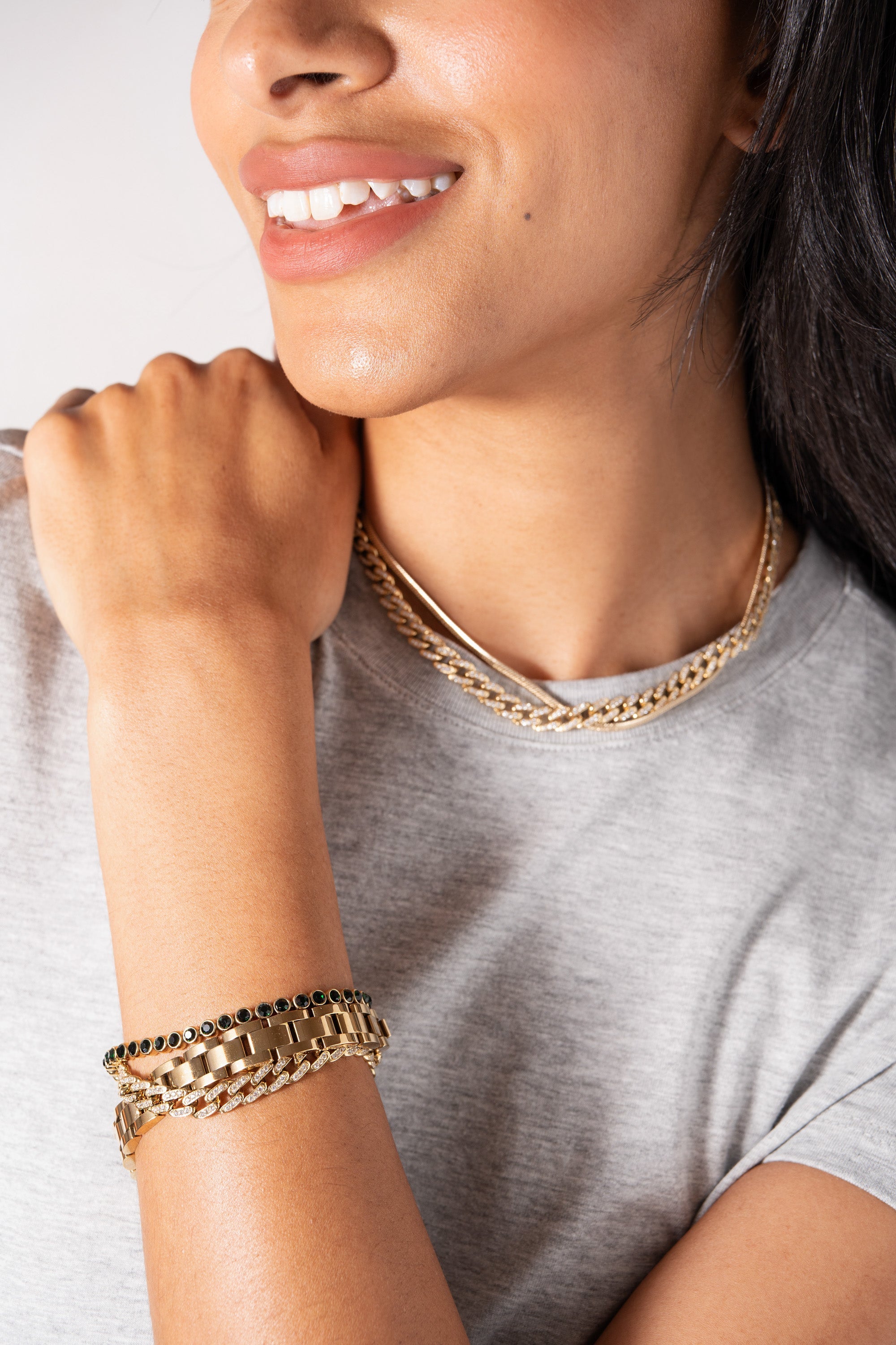 Crystal Pave Curb Chain Necklace - Aaria Tees Aaria Tees