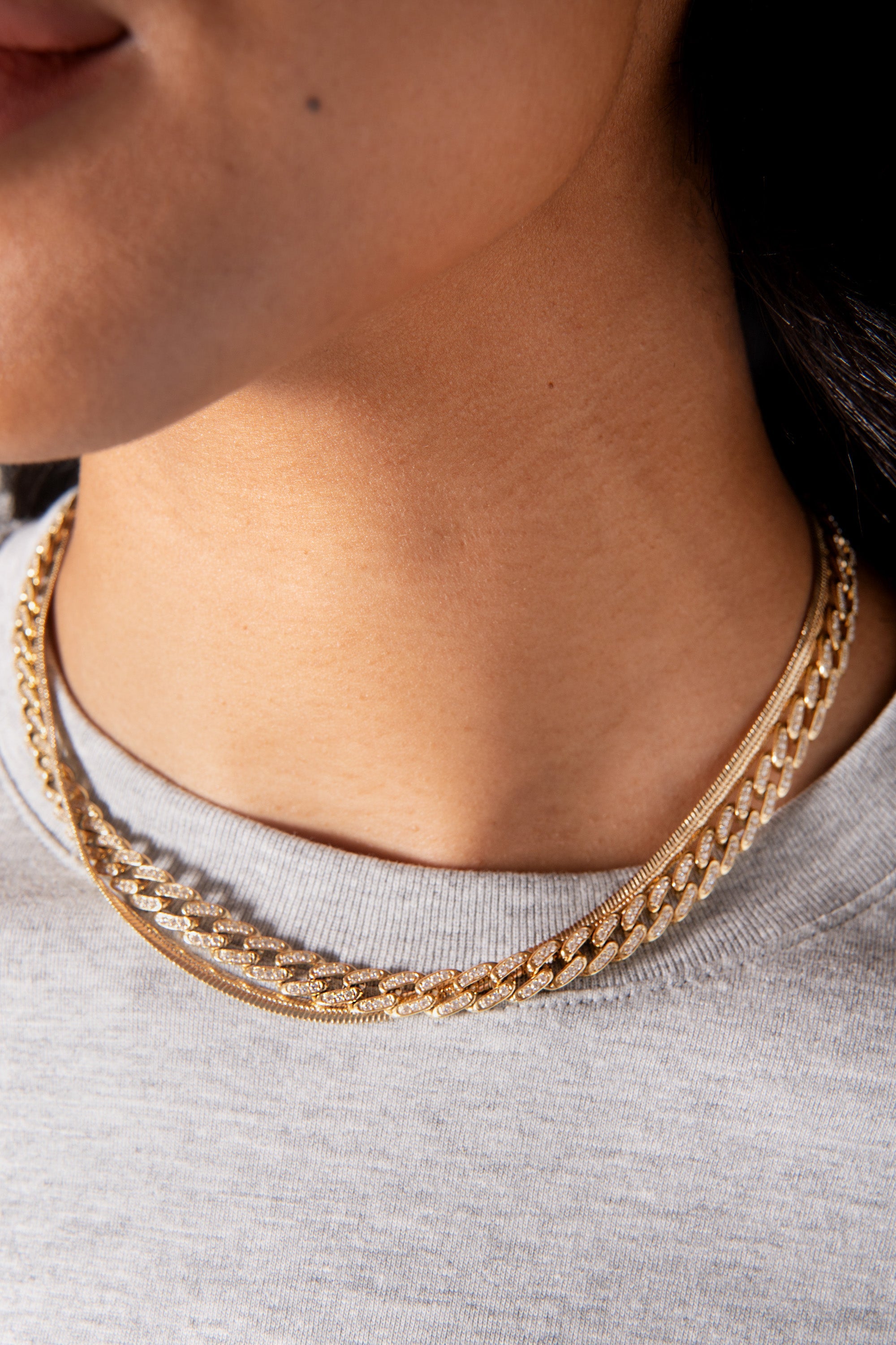 Crystal Pave Curb Chain Necklace - Aaria Tees Aaria Tees