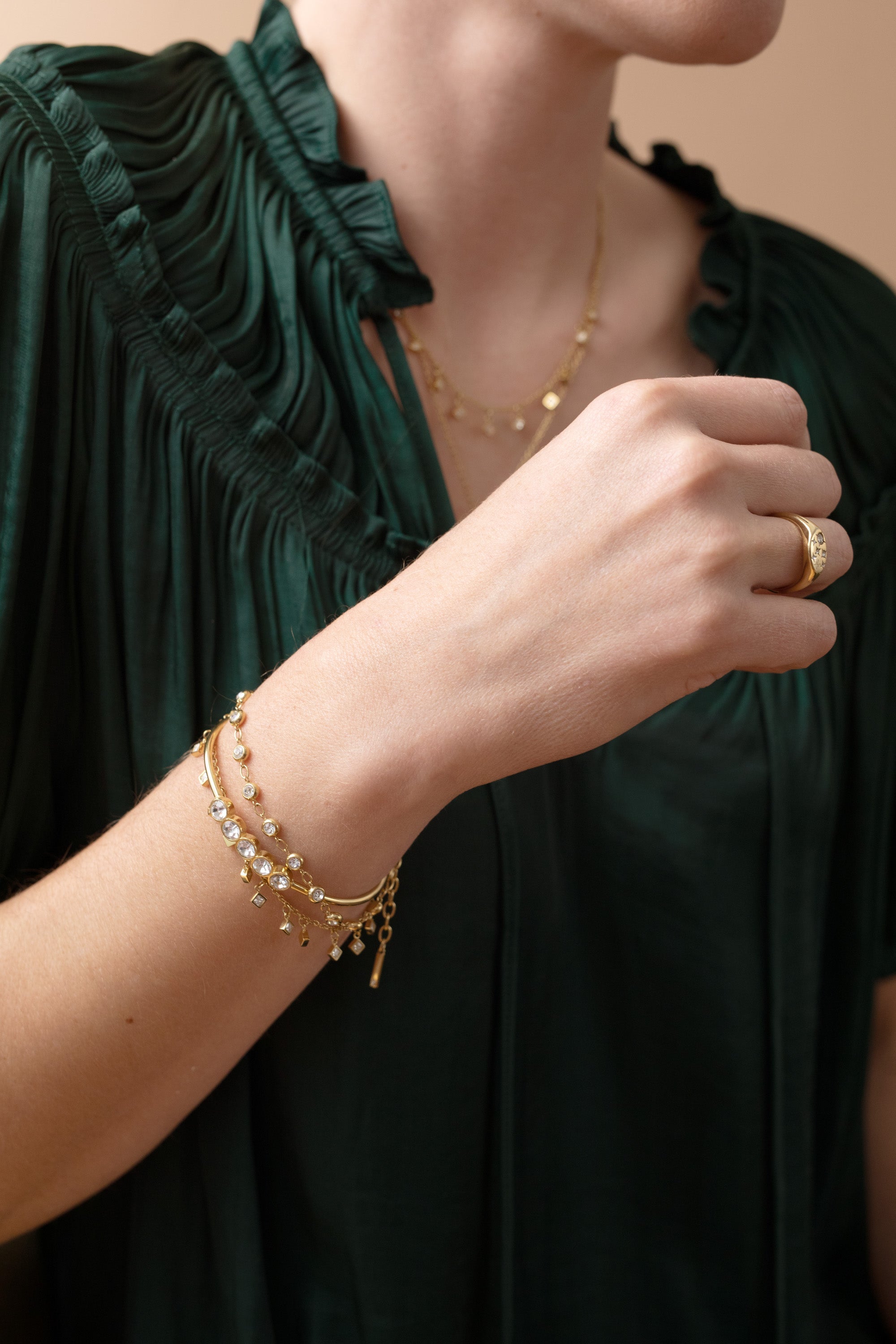 Crystal Pebble Chain Bracelet - Aaria Tees Aaria Tees