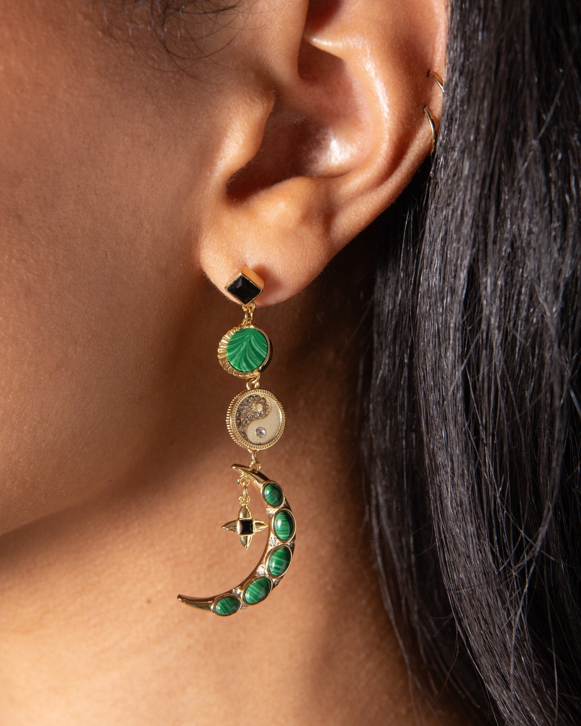 Malachite Charm Earrings - Aaria Tees Aaria Tees