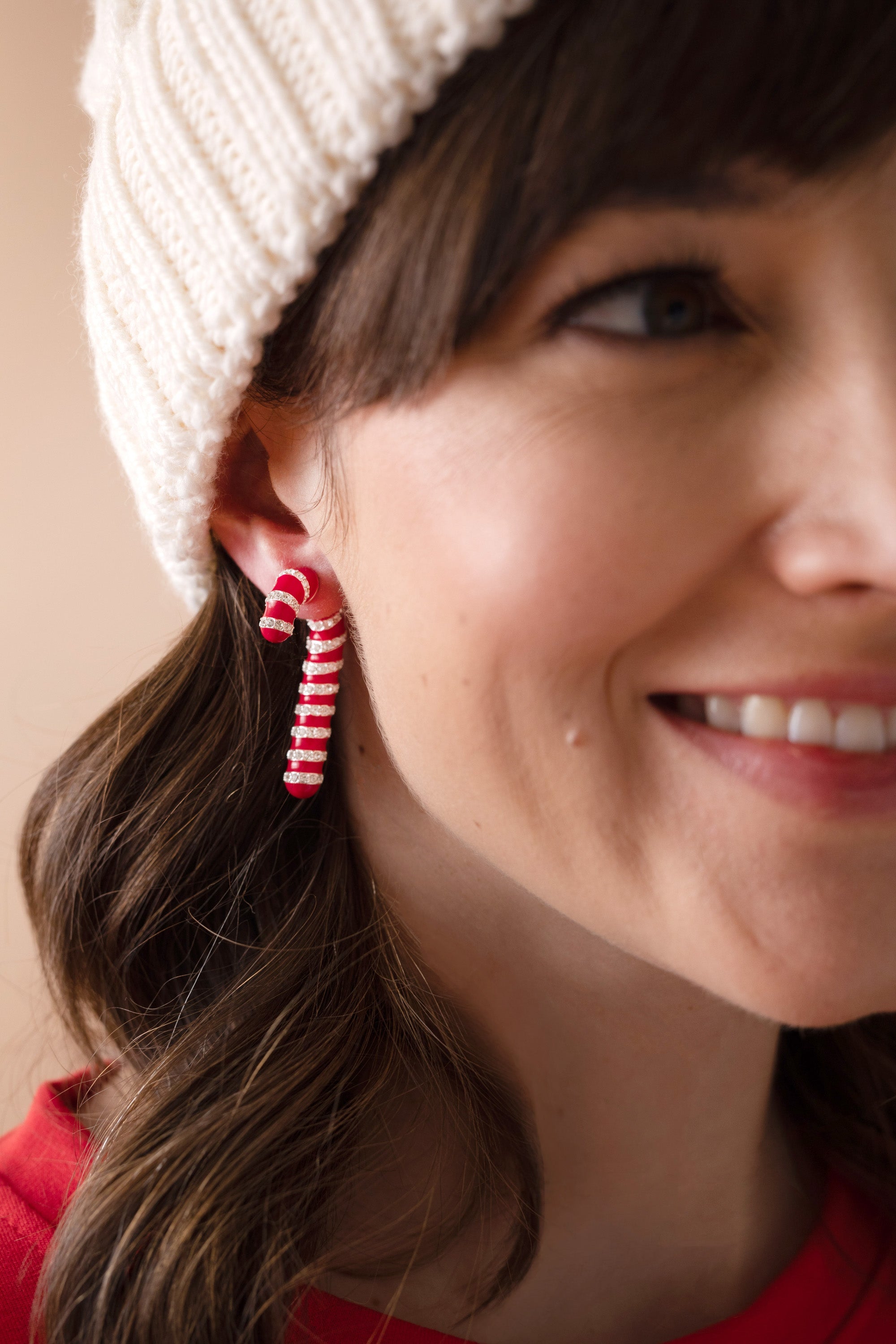 Candy Cane Front-Back Earrings - Aaria Tees Aaria Tees