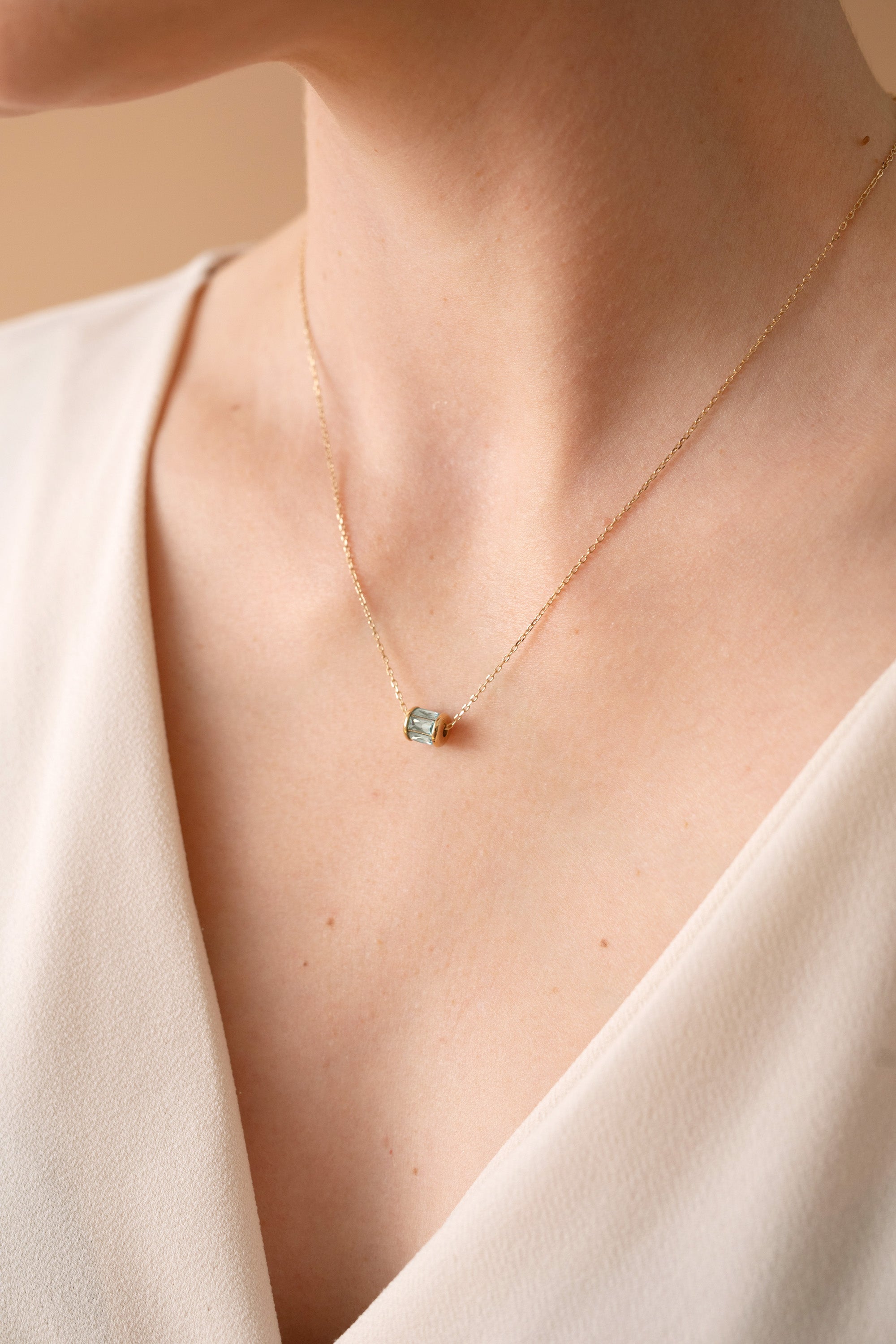 March Birthstone Precious Pendant Necklace - Aaria Tees Aaria Tees