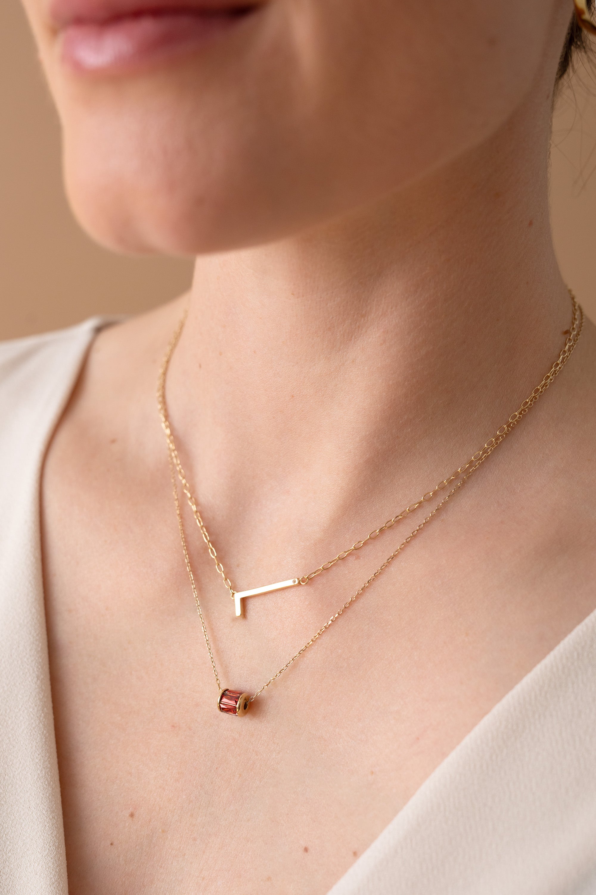 Initial L Precious Elongated Necklace - Aaria Tees Aaria Tees