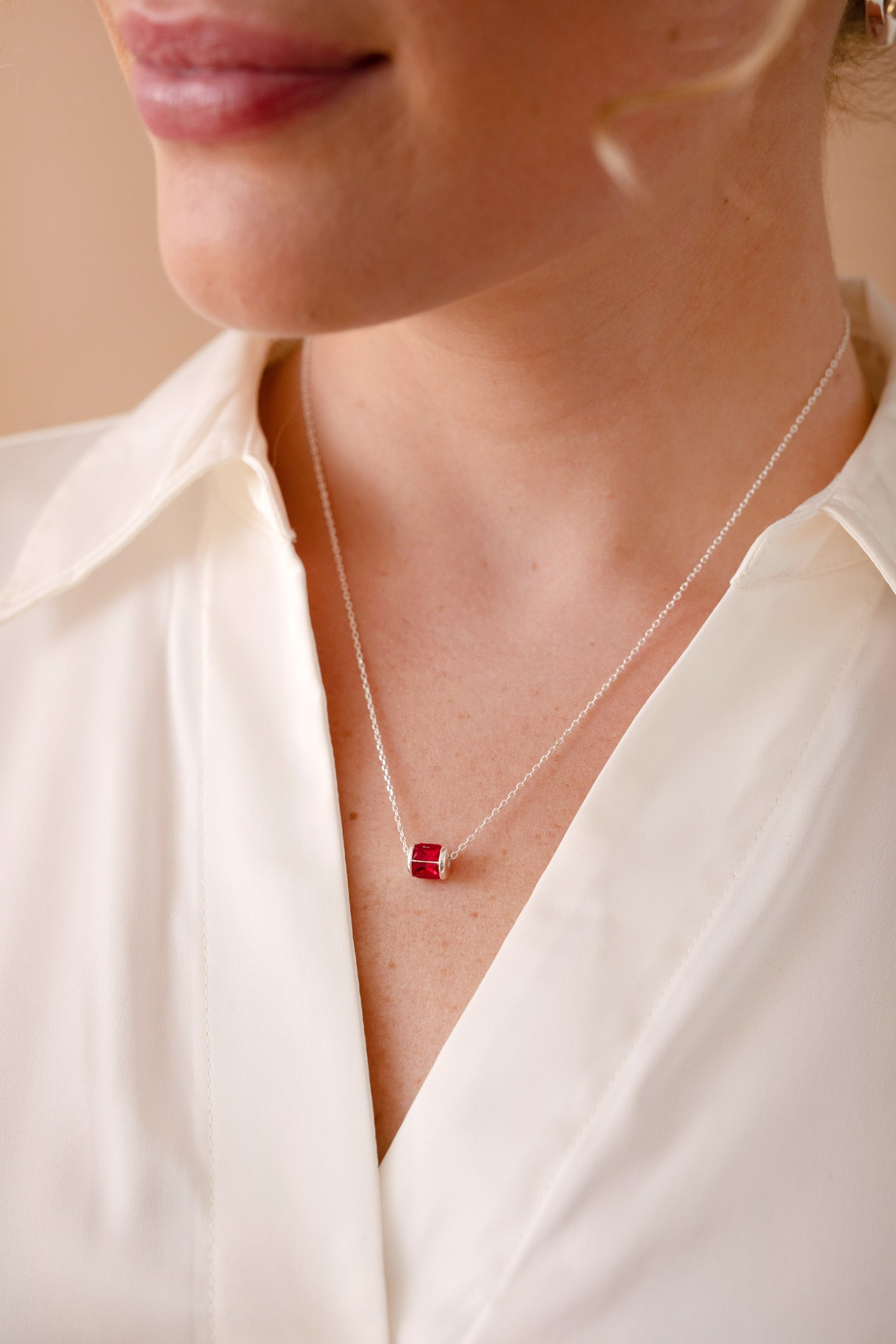 July Birthstone Precious Pendant Necklace - Aaria Tees Aaria Tees