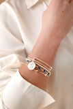 Initial S Pave Starburst Texture Bangle - Aaria Tees Aaria Tees
