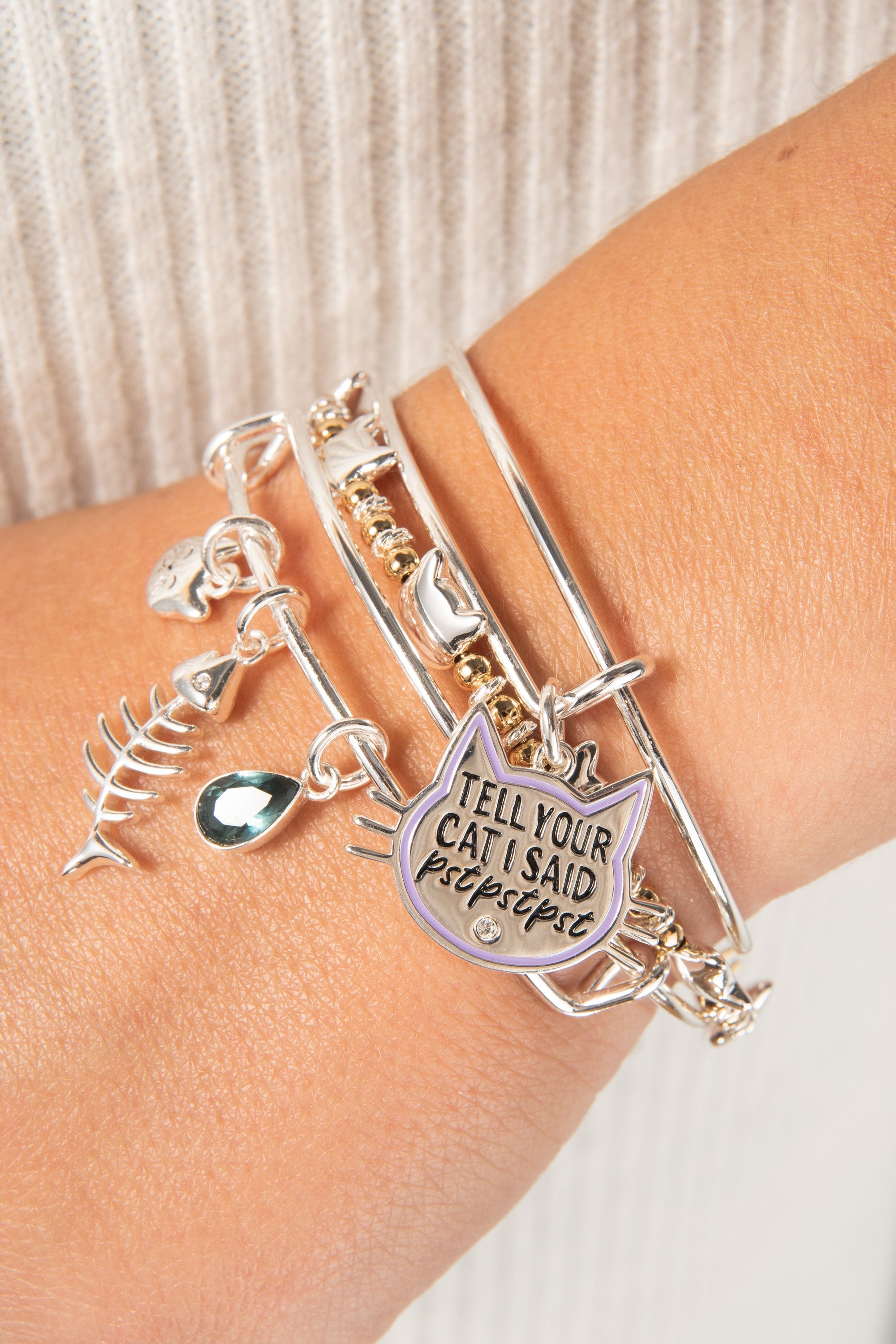 Fish Bone Cat Bangle - Aaria Tees Aaria Tees