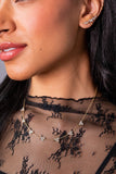 Triple Stone Crystal Inline Necklace - Aaria Tees Aaria Tees