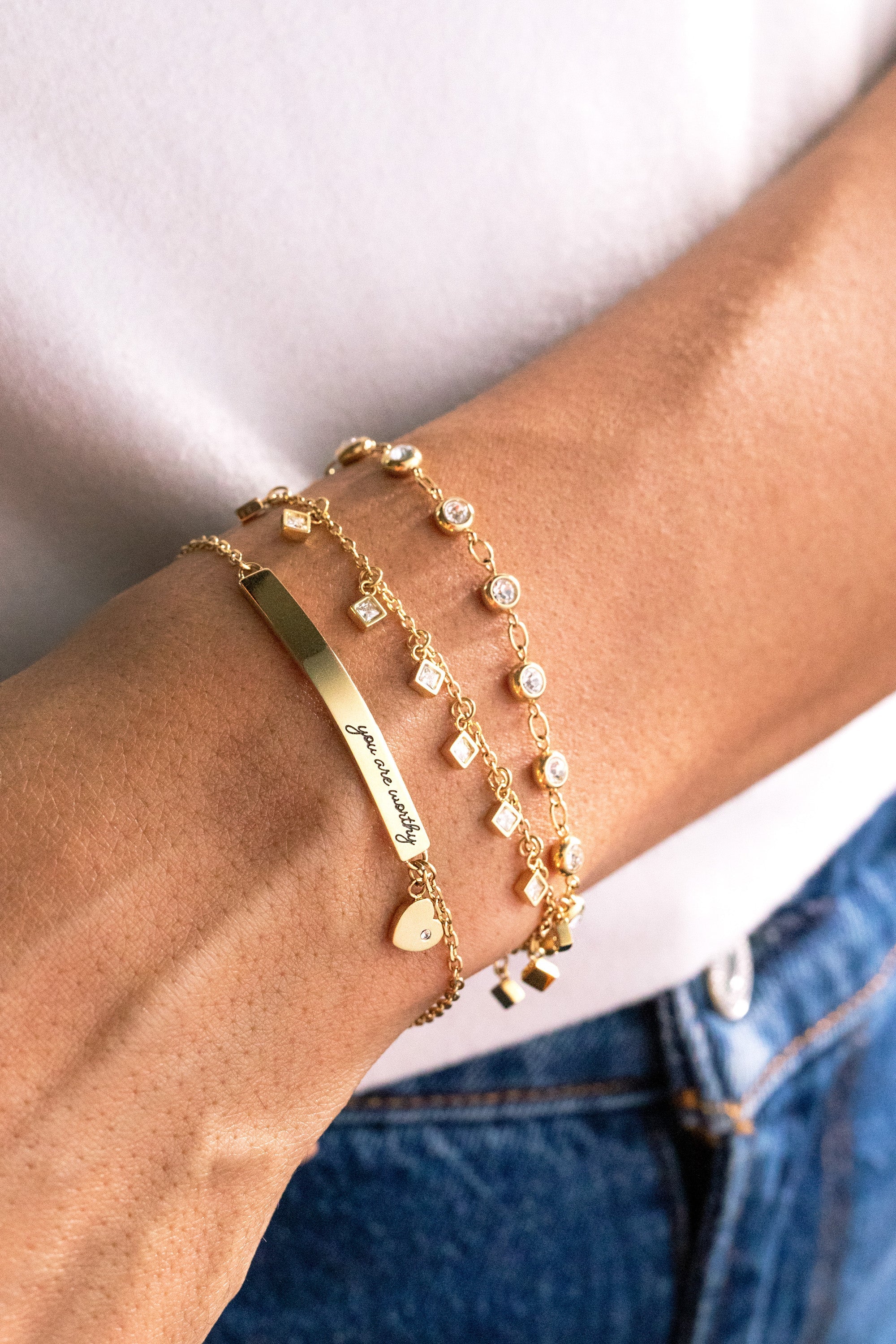 Crystal Pebble Chain Bracelet - Aaria Tees Aaria Tees