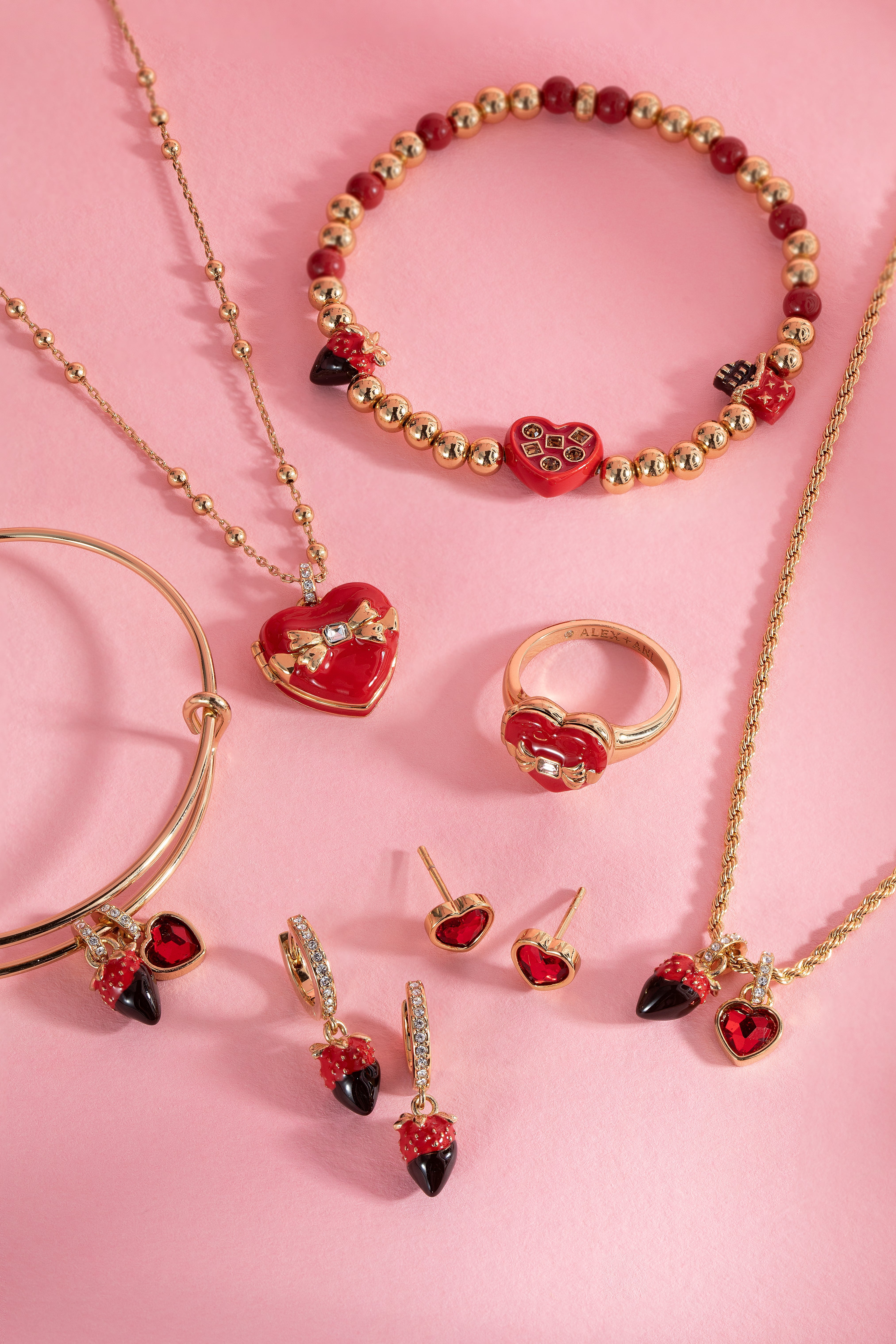 Chocolate-Covered Strawberry Duo Charm Bangle - Aaria Tees Aaria Tees