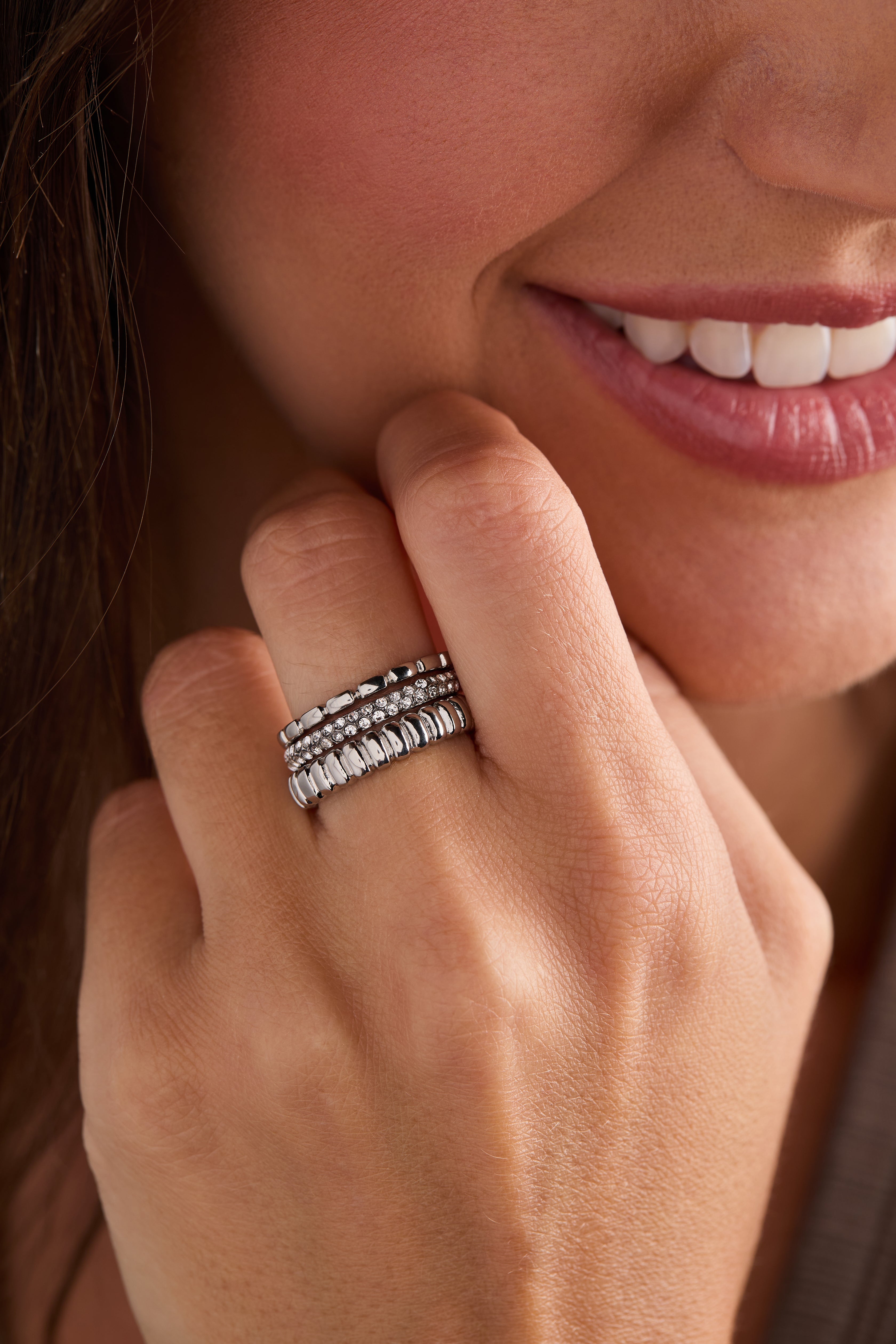 Ribbed Stacking Ring Set of 3 - Aaria Tees Aaria Tees