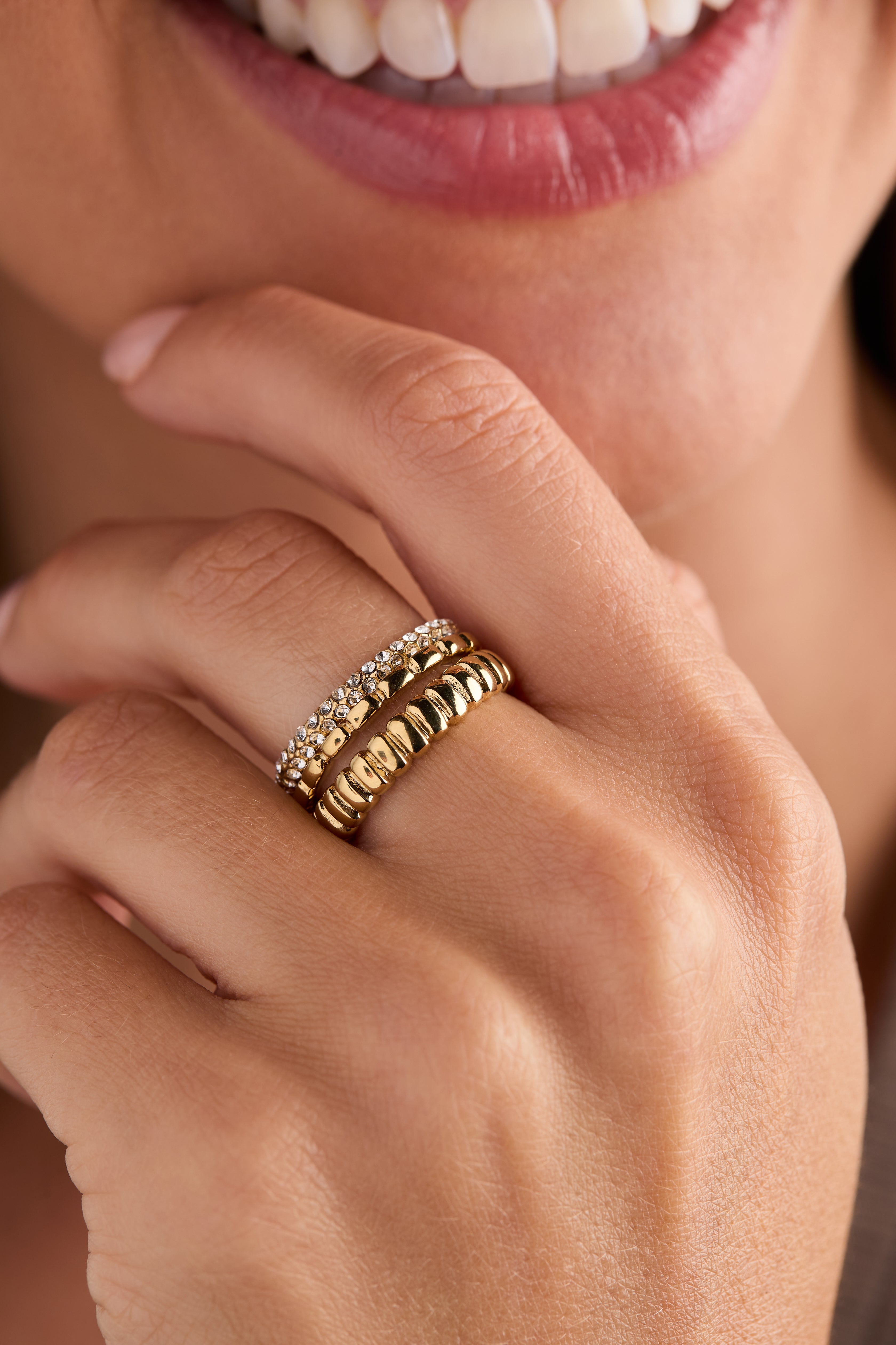Ribbed Stacking Ring Set of 3 - Aaria Tees Aaria Tees