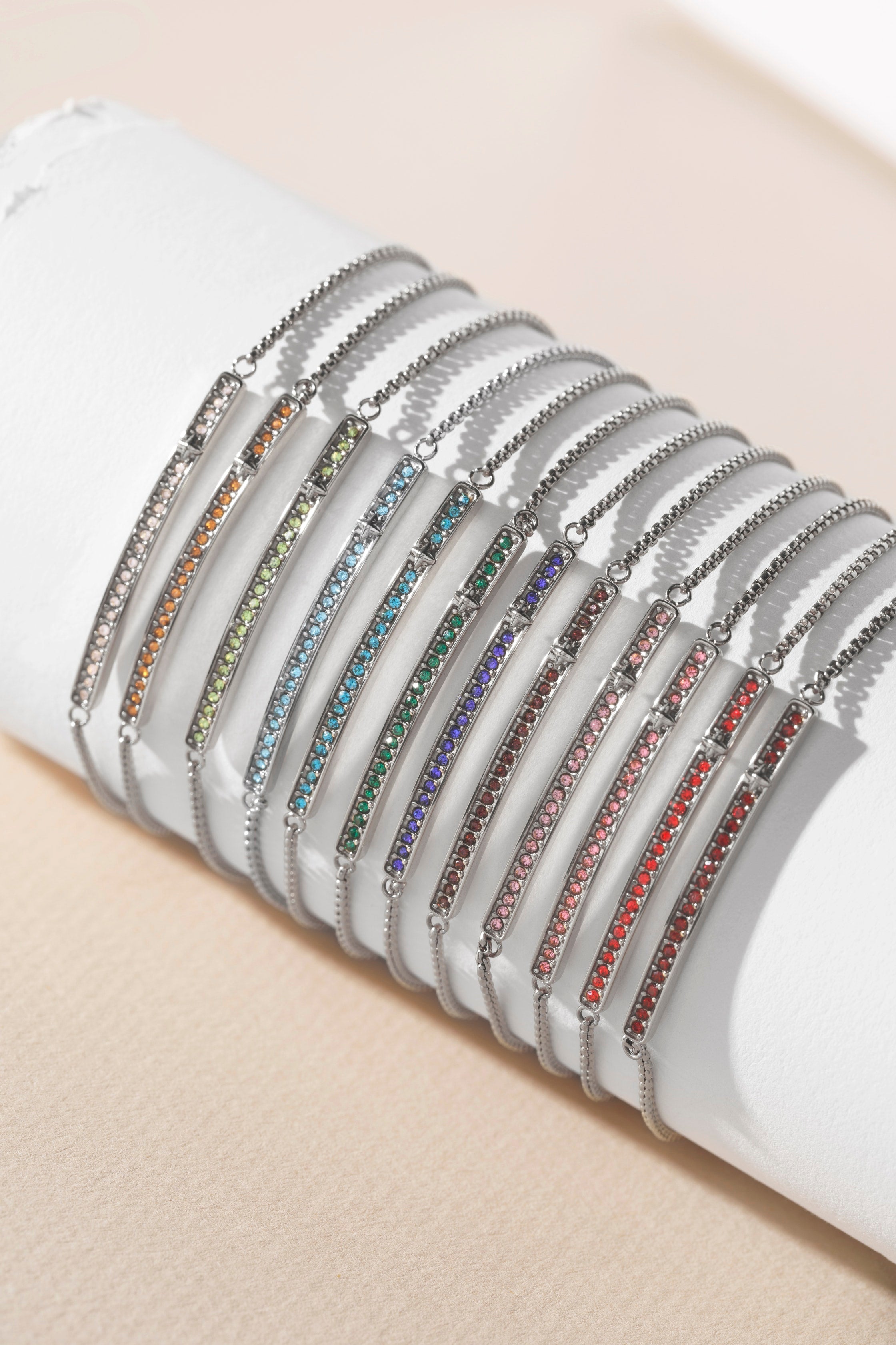 August Everyday Birthstone Pave Bolo Bracelet - Aaria Tees Aaria Tees