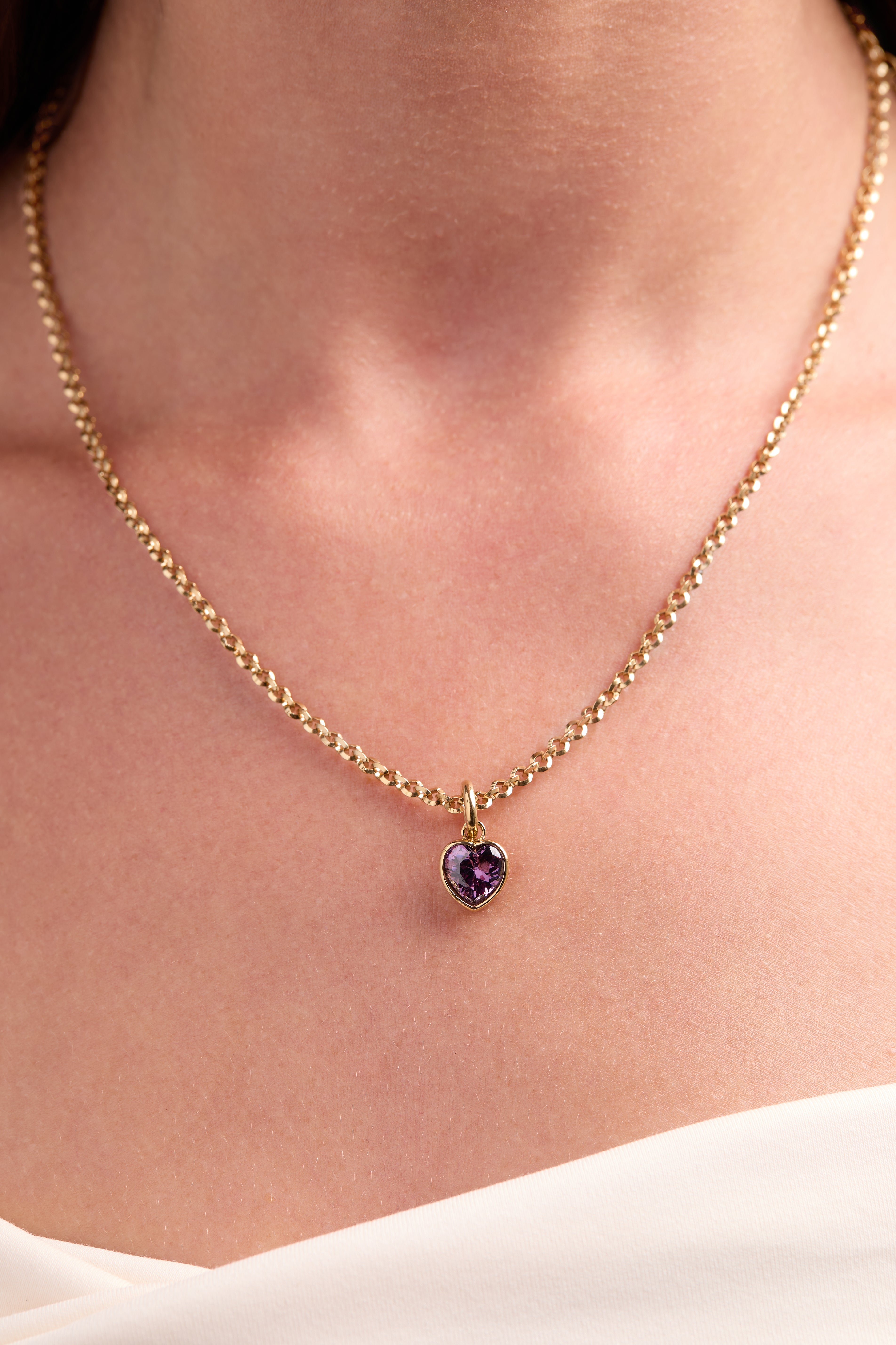 February 'Clarity' Heart Birthstone Charm - Aaria Tees Aaria Tees