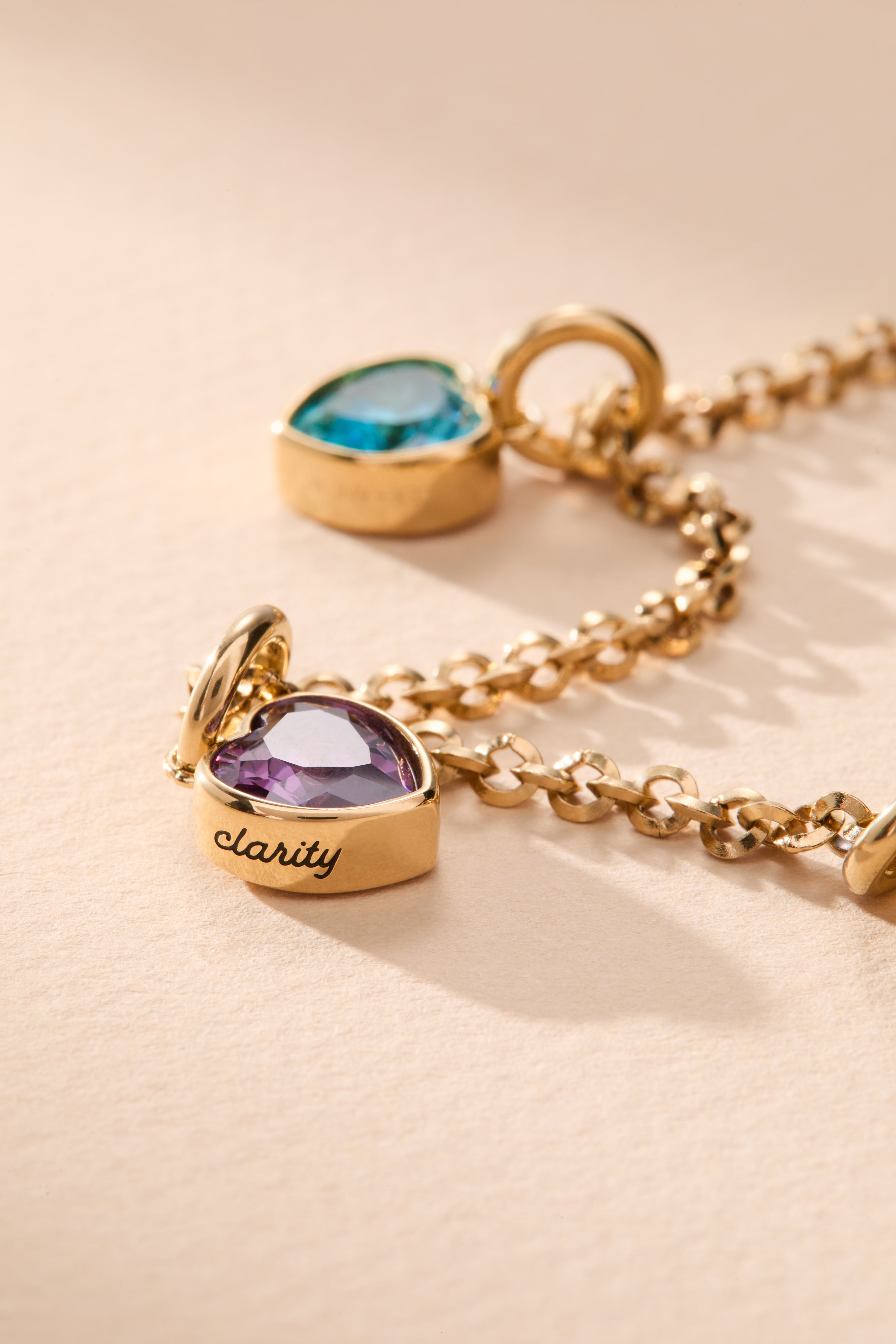 February 'Clarity' Heart Birthstone Charm - Aaria Tees Aaria Tees