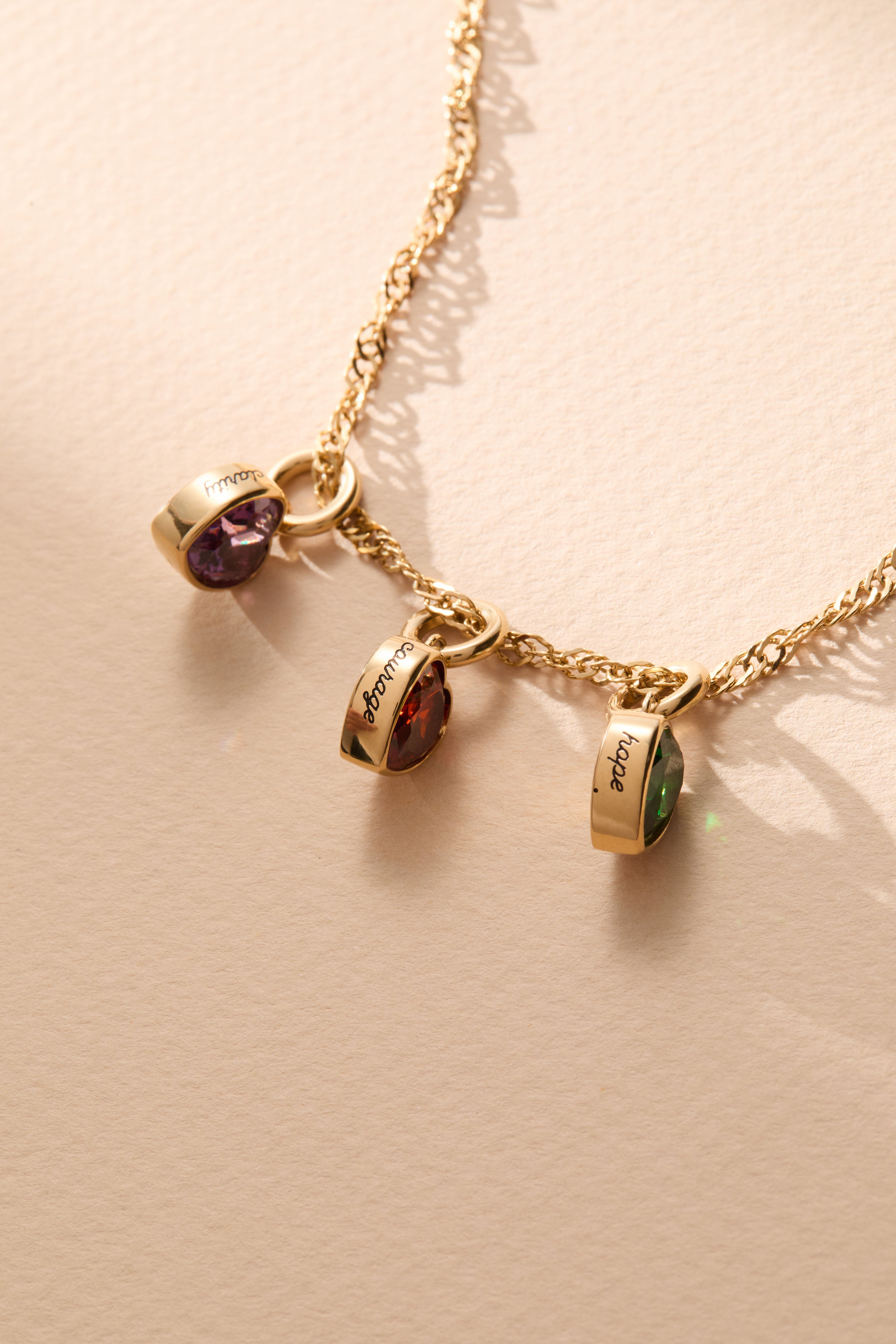 January 'Courage' Heart Birthstone Charm - Aaria Tees Aaria Tees