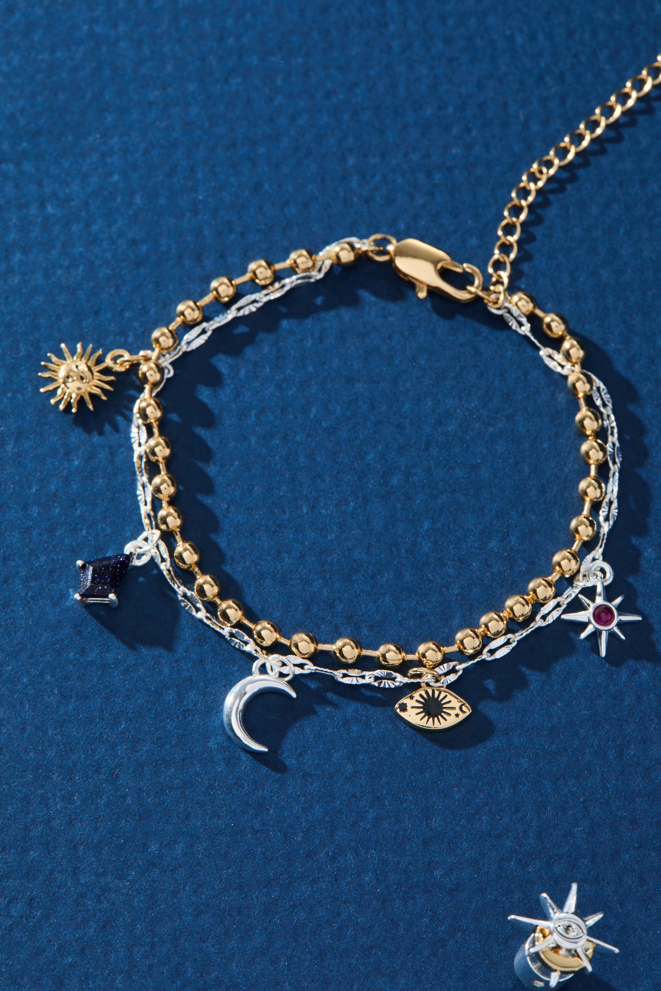 Moon Magic 2 Row Charm Bracelet - Aaria Tees Aaria Tees
