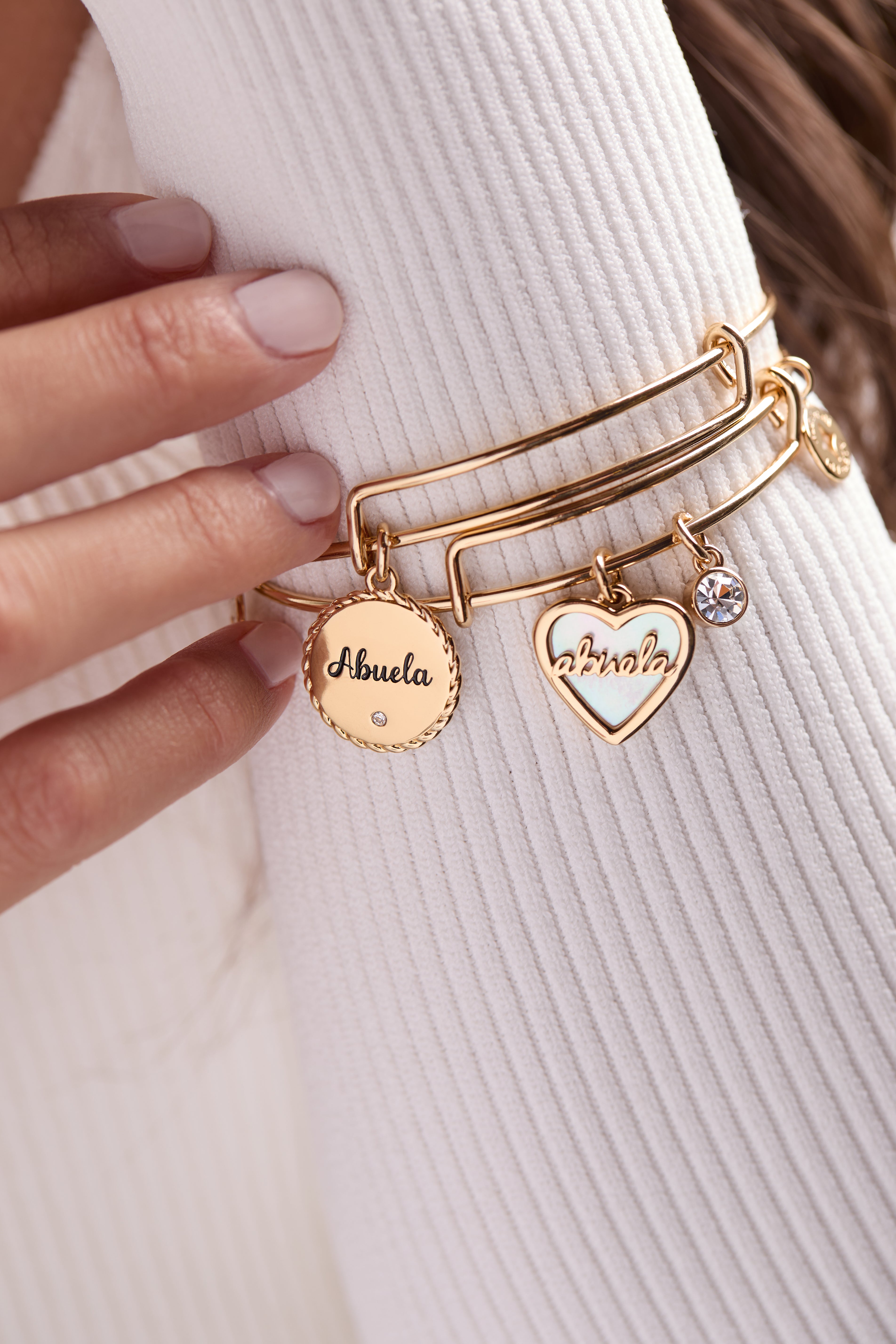 Abuela Mother of Pearl Heart Charm Bangle - Aaria Tees Aaria Tees