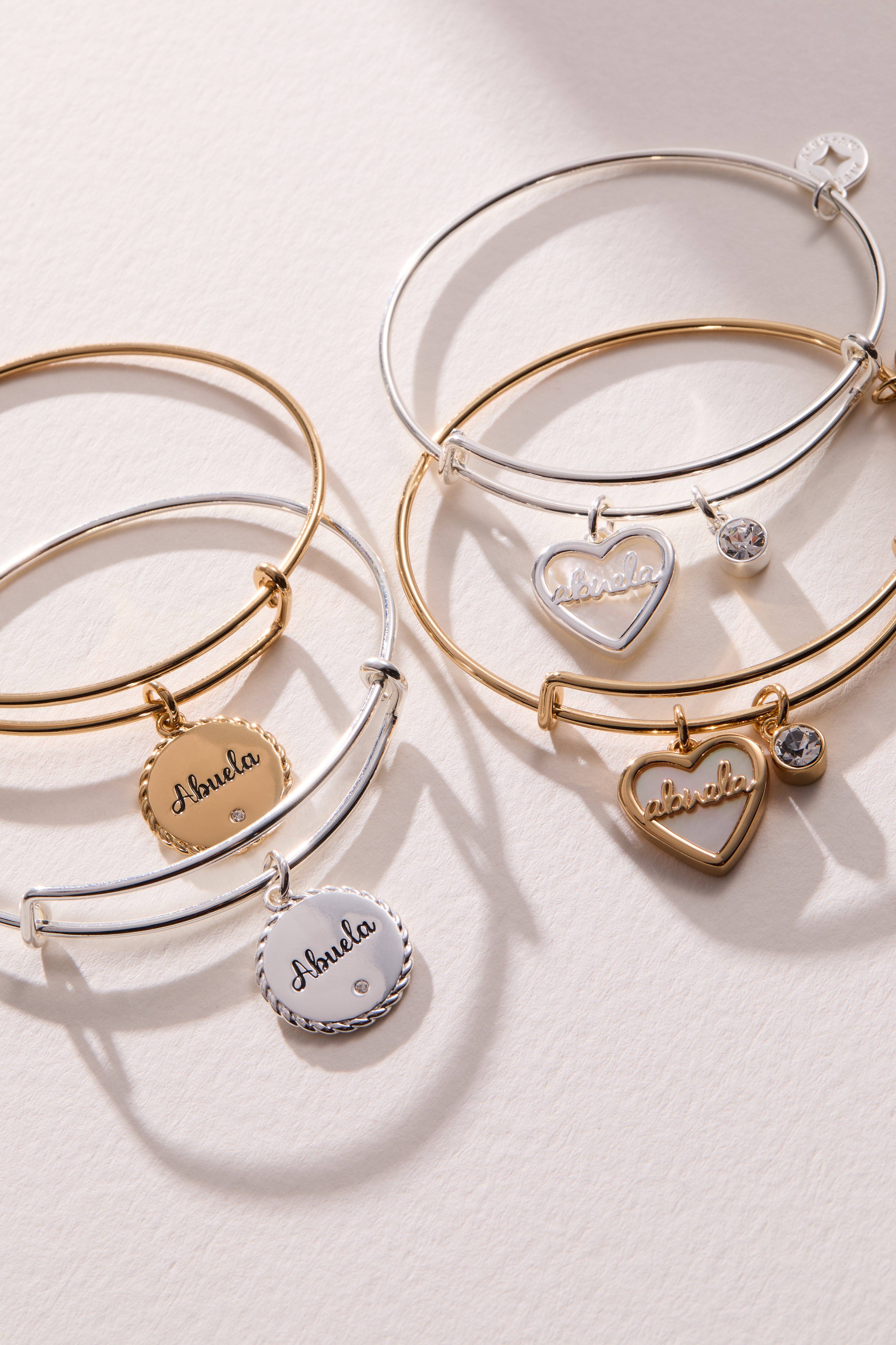 Abuela Mother of Pearl Heart Charm Bangle - Aaria Tees Aaria Tees
