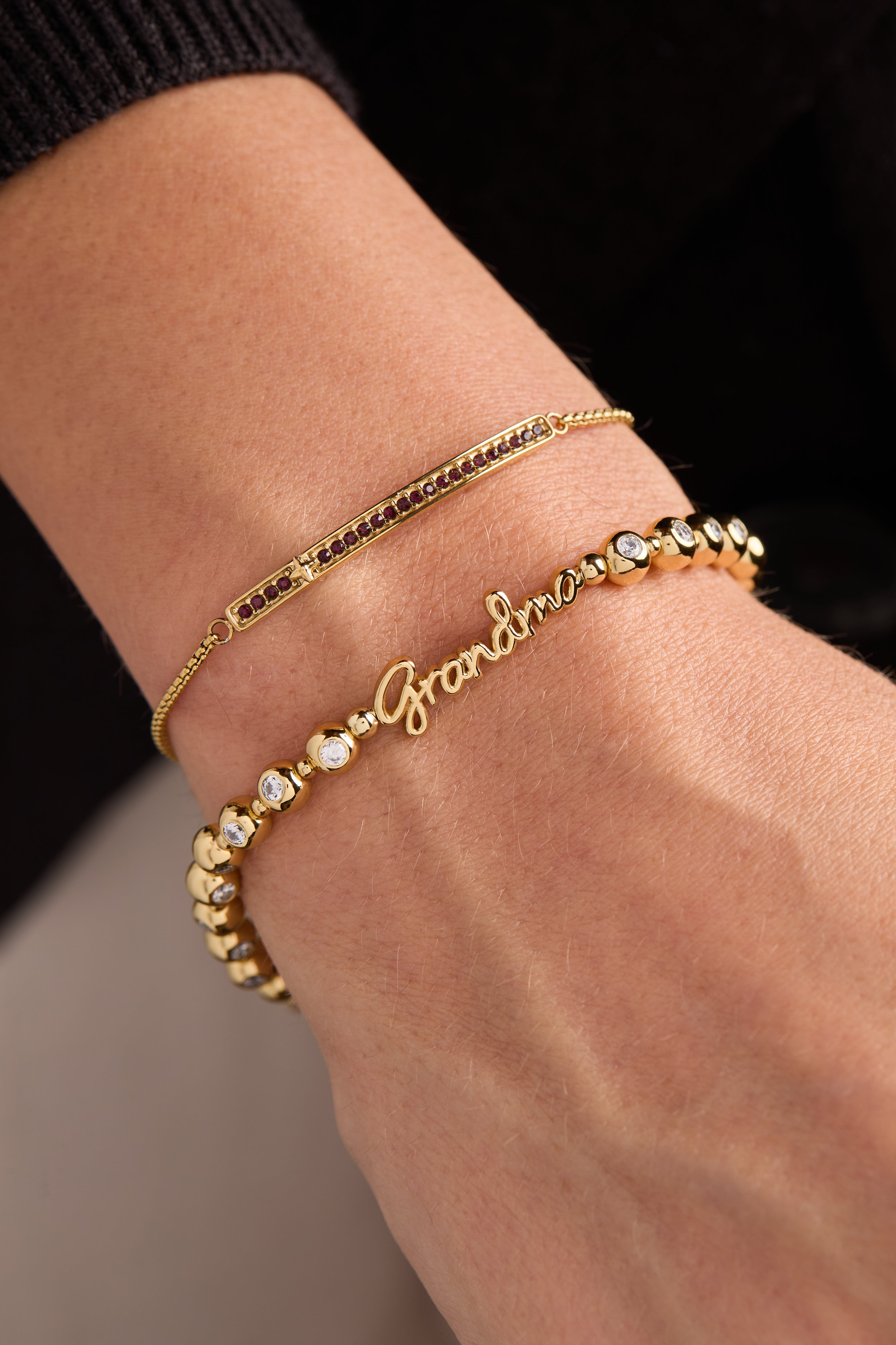 Grandma Elongated Crystal Stretch Bracelet - Aaria Tees Aaria Tees
