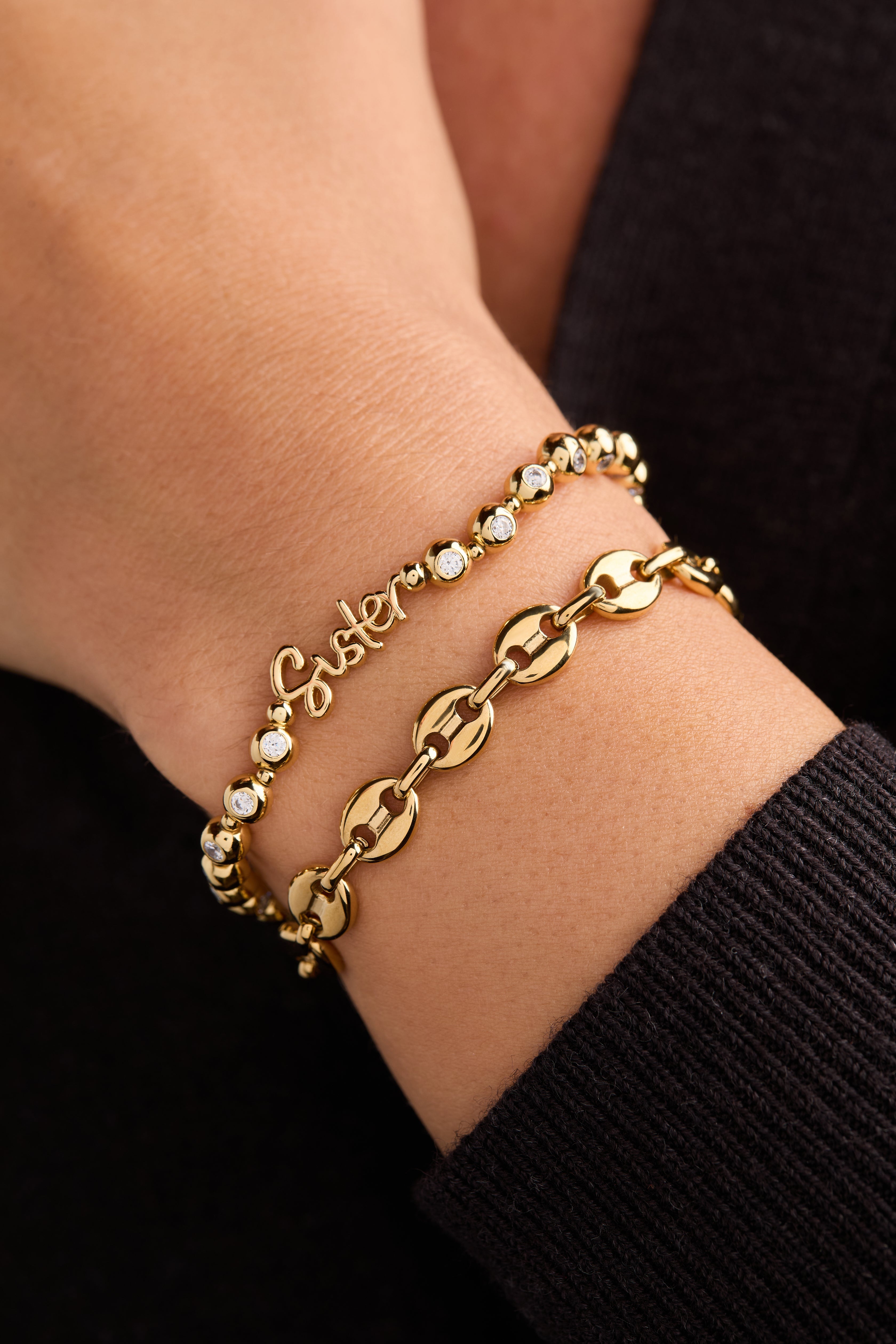 Sister Elongated Crystal Stretch Bracelet - Aaria Tees Aaria Tees