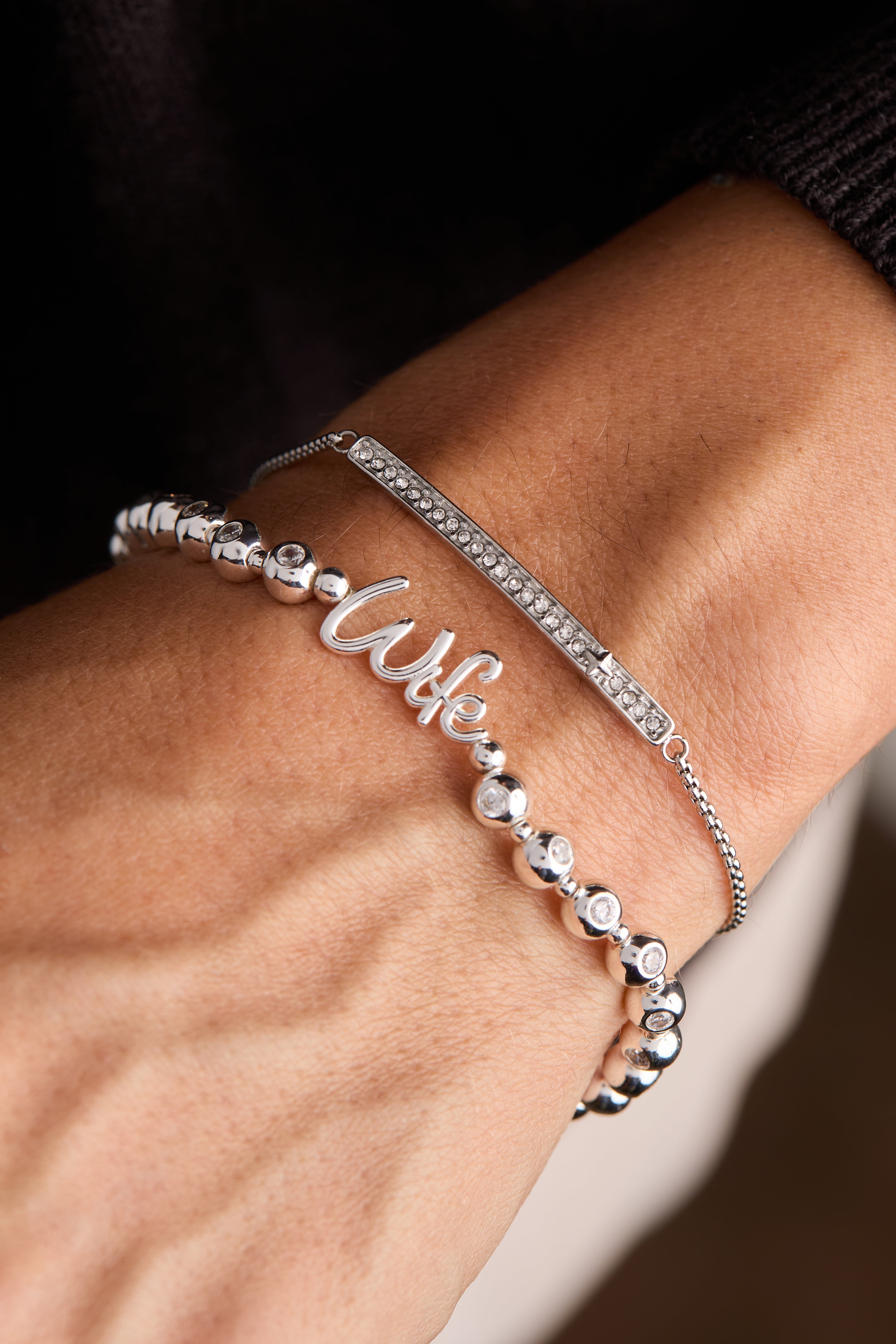 Wife Elongated Crystal Stretch Bracelet - Aaria Tees Aaria Tees