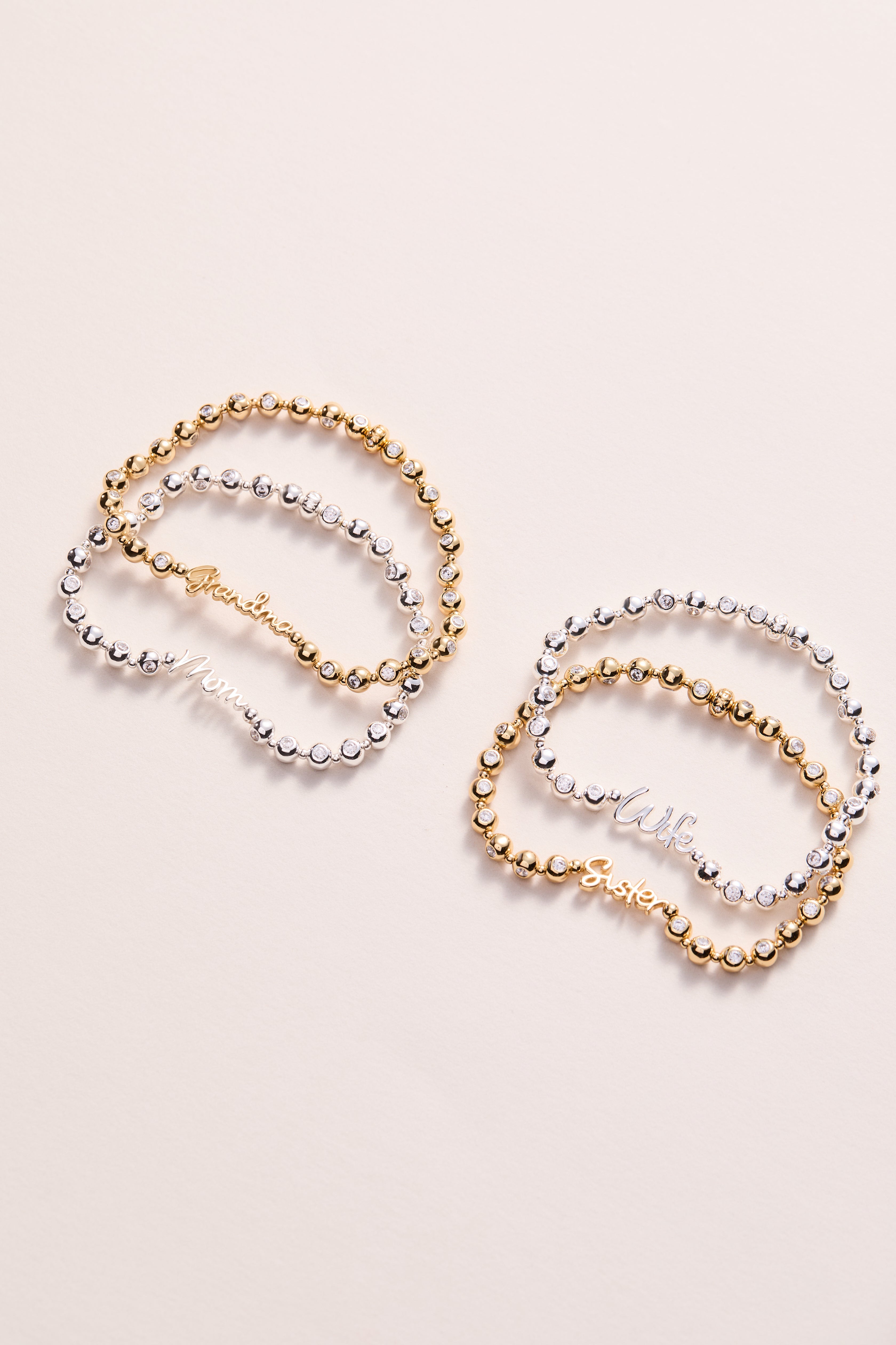Mom Elongated Crystal Stretch Bracelet - Aaria Tees Aaria Tees