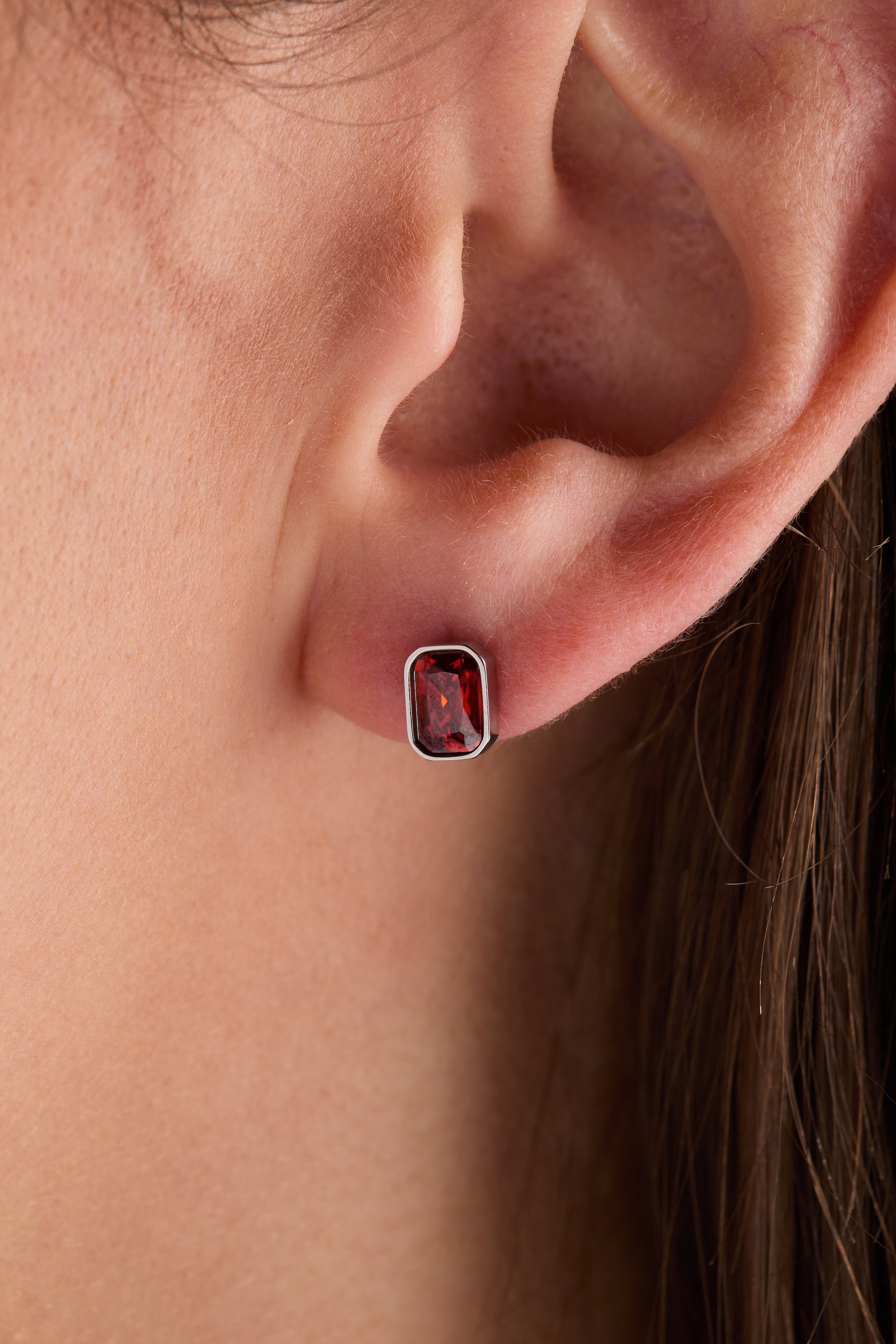 January Emerald-Cut Birthstone Stud - Aaria Tees Aaria Tees