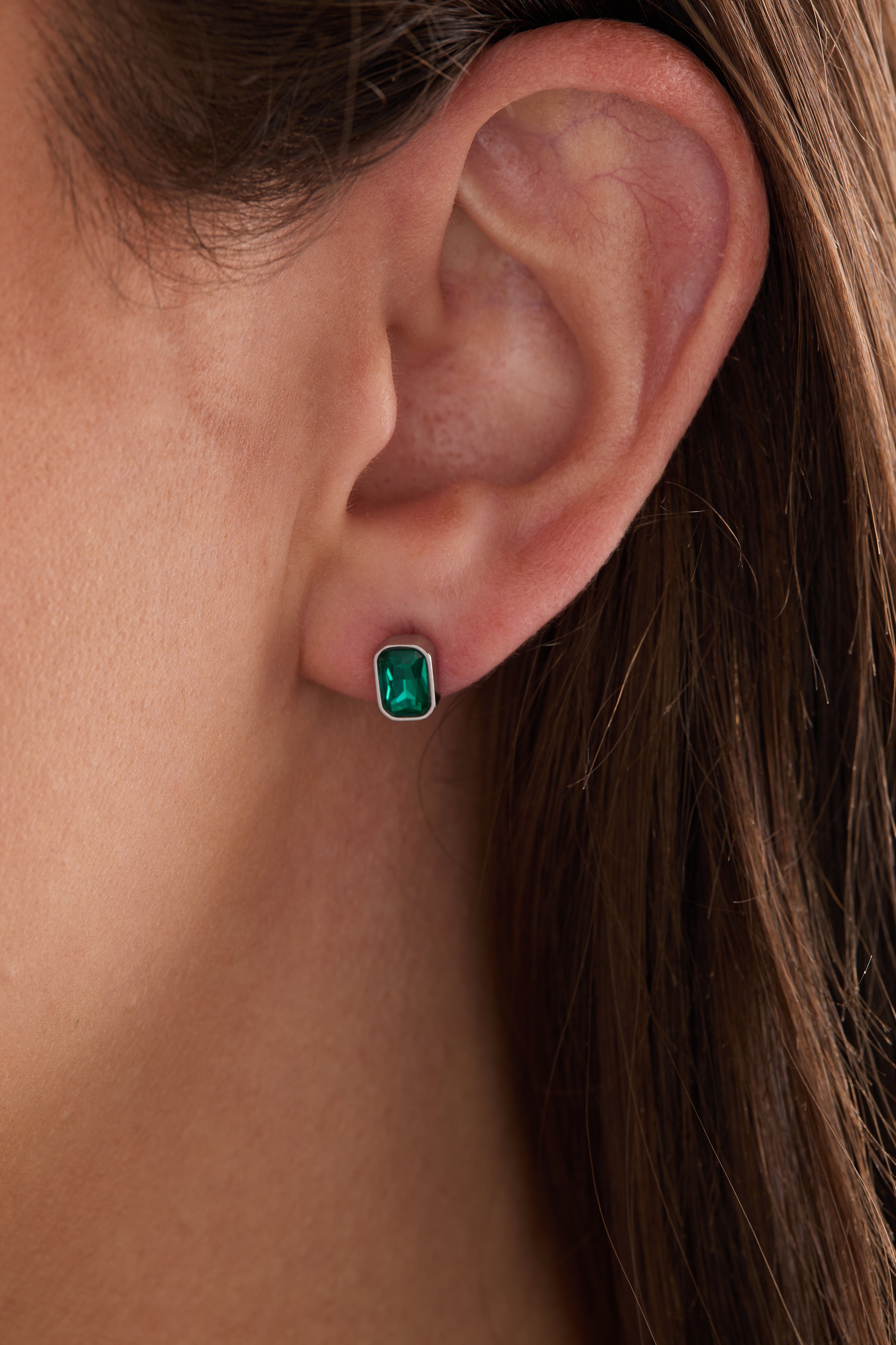December Emerald-Cut Birthstone Stud Earrings - Aaria Tees Aaria Tees